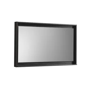 BLISS-48"Black Mirror with Wood Frame & Bottom Shelf