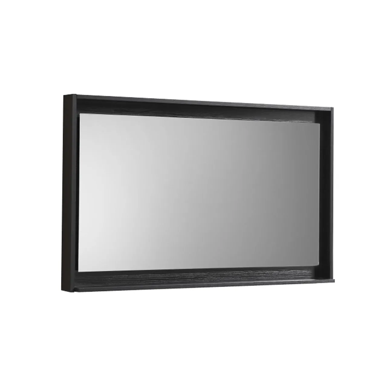BLISS-48"Black Mirror with Wood Frame & Bottom Shelf