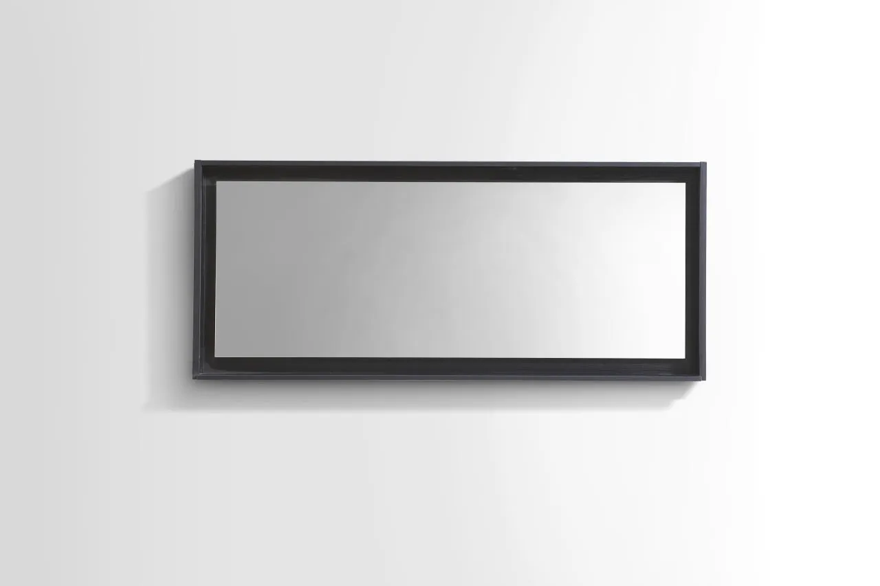 BLISS- 60" BLACK, Mirror With Wood Frame and Bottom Shelf