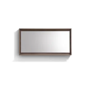 BLISS- 60" BUTTERNUT, Mirror With Wood Frame and Bottom Shelf