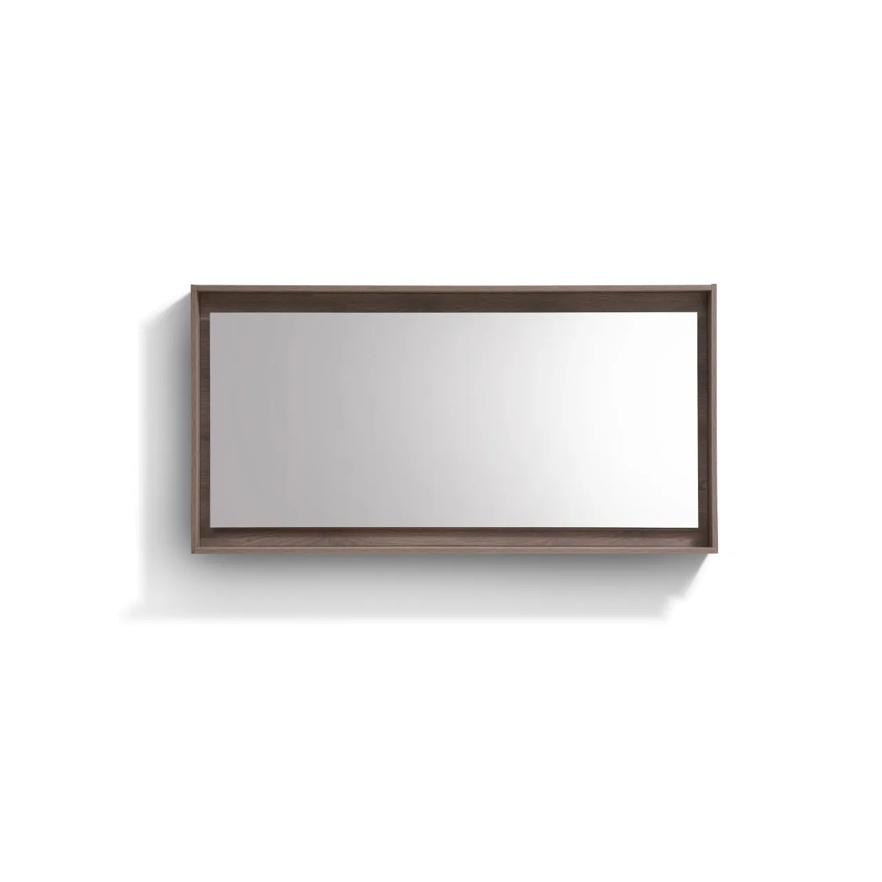 BLISS- 60" BUTTERNUT, Mirror With Wood Frame and Bottom Shelf
