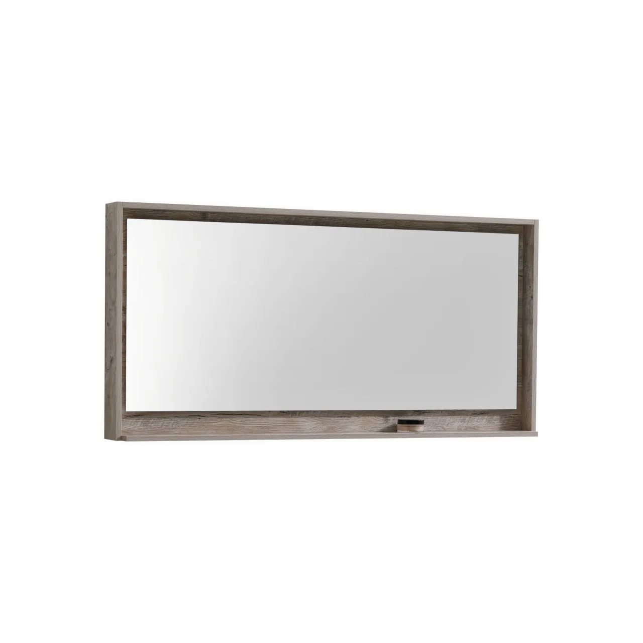 BLISS- 60" Nature Wood, Mirror With Wood Frame and Bottom Shelf