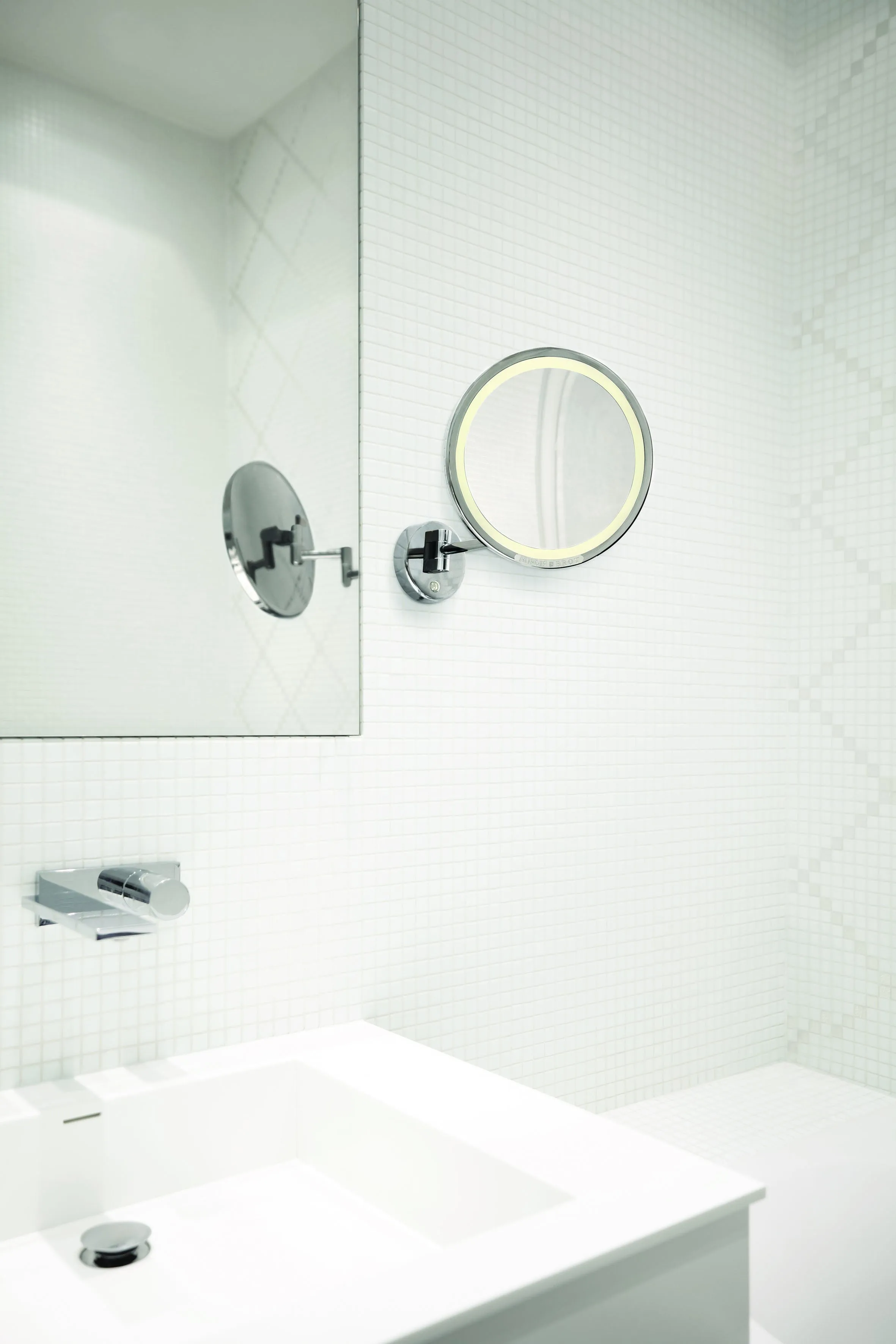 Brot Intemporel Wall Mount 2 Arm Swing Mirror  9.5" Dia.