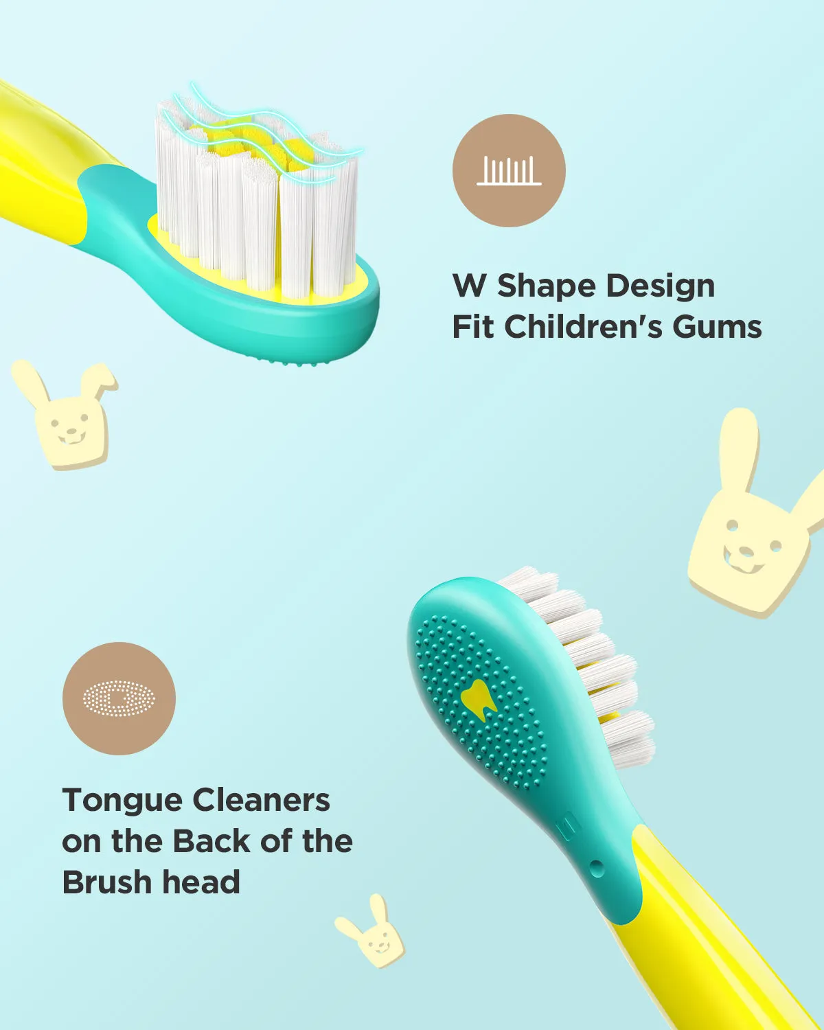 Brush Heads 4 Pcs for Fairywill 2001 Kids Electric Toothbrush