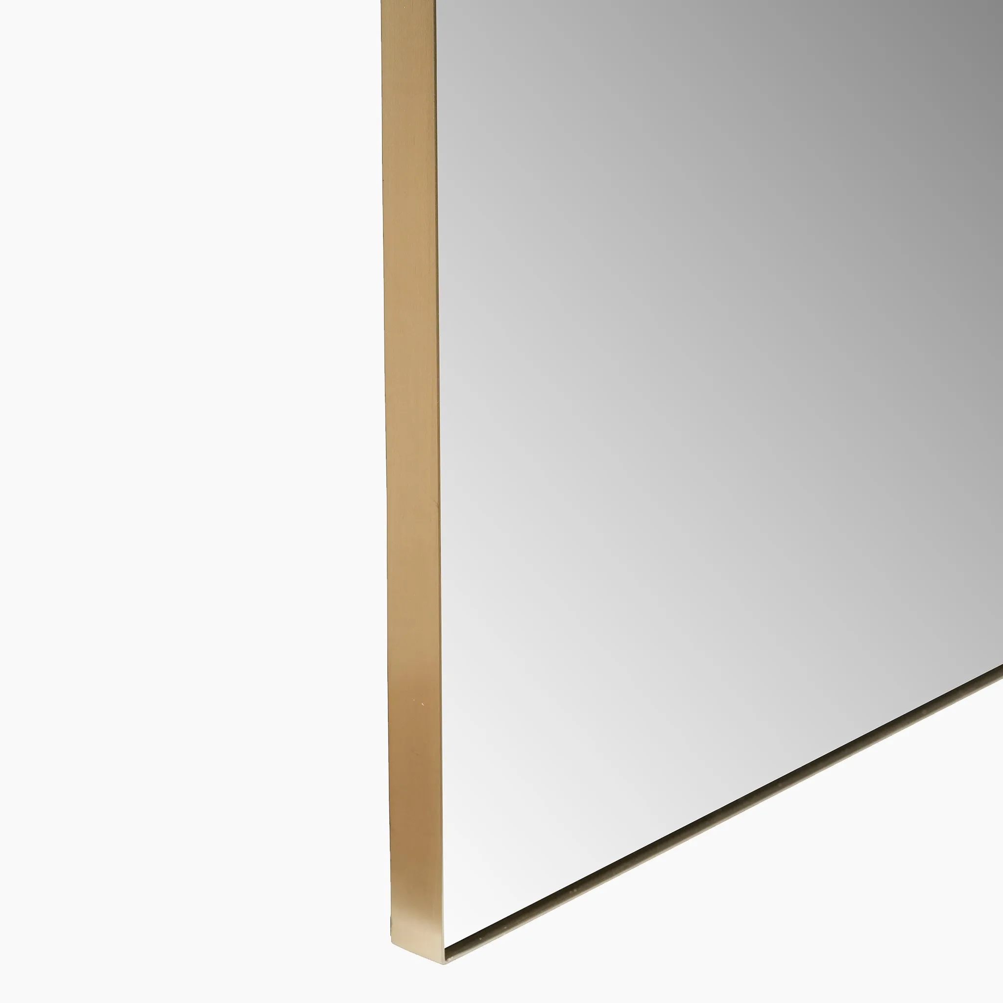 Brushed Gold Metal Slim Frame Arch Floor Mirror