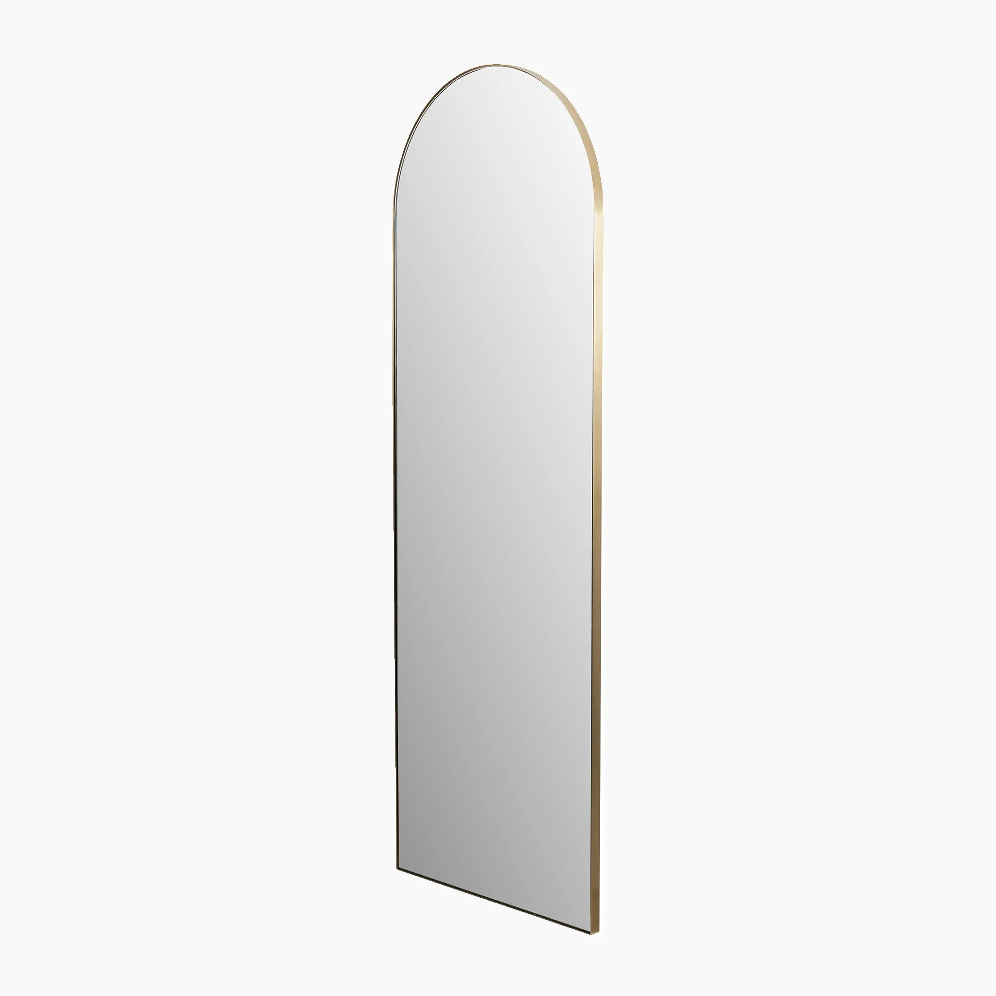 Brushed Gold Metal Slim Frame Arch Floor Mirror