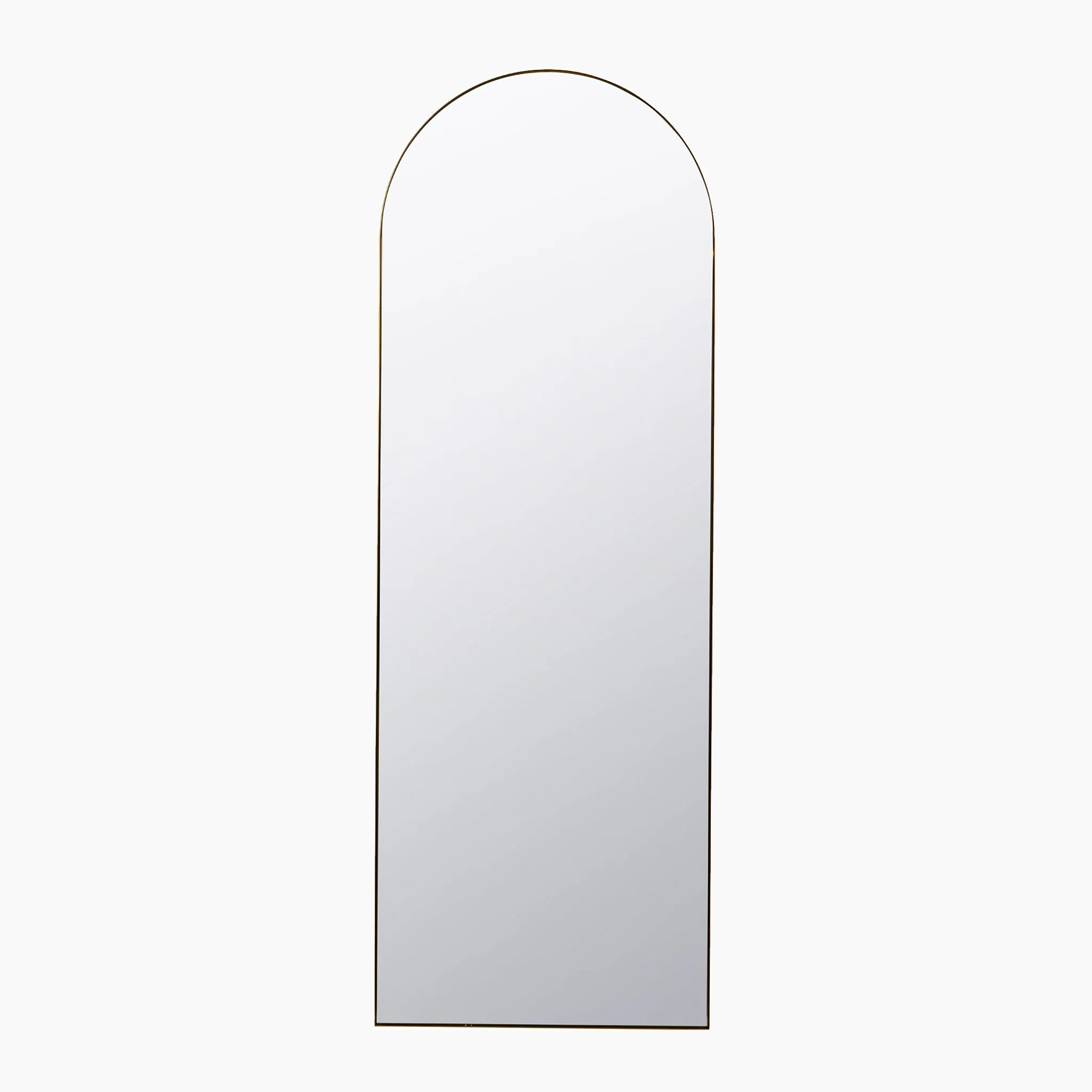 Brushed Gold Metal Slim Frame Arch Floor Mirror