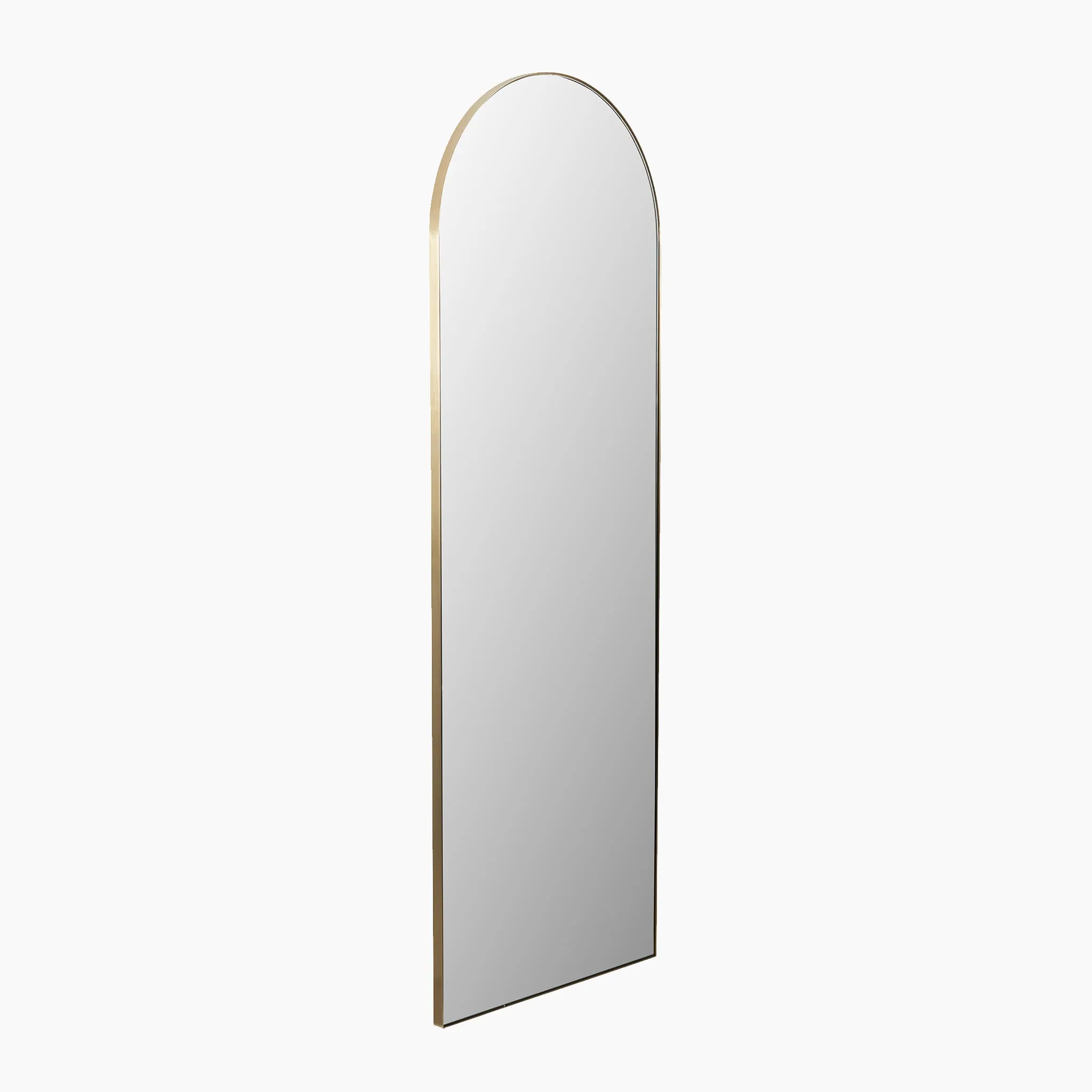 Brushed Gold Metal Slim Frame Arch Floor Mirror