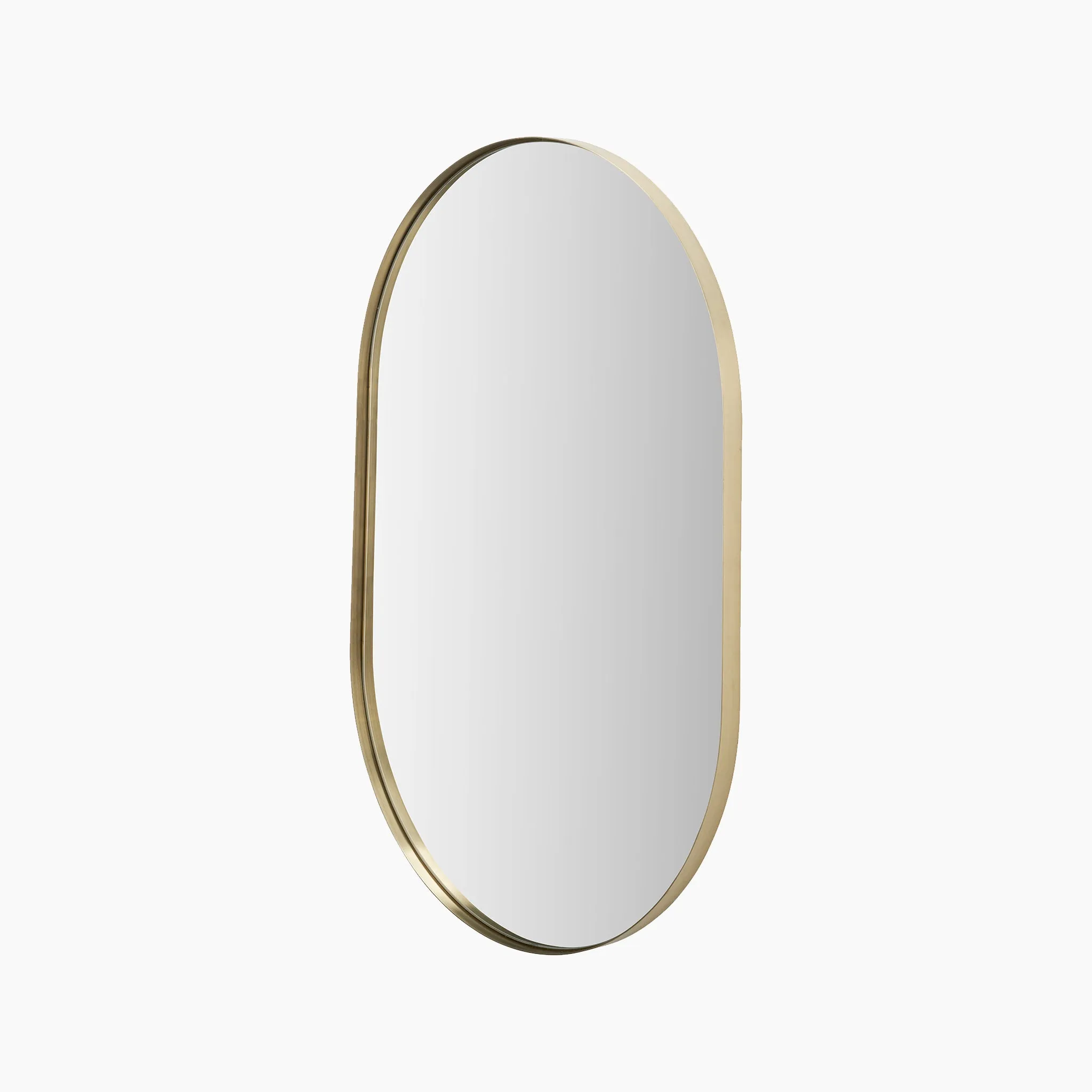 Brushed Gold Metal Slim Frame Oval Wall Mirror