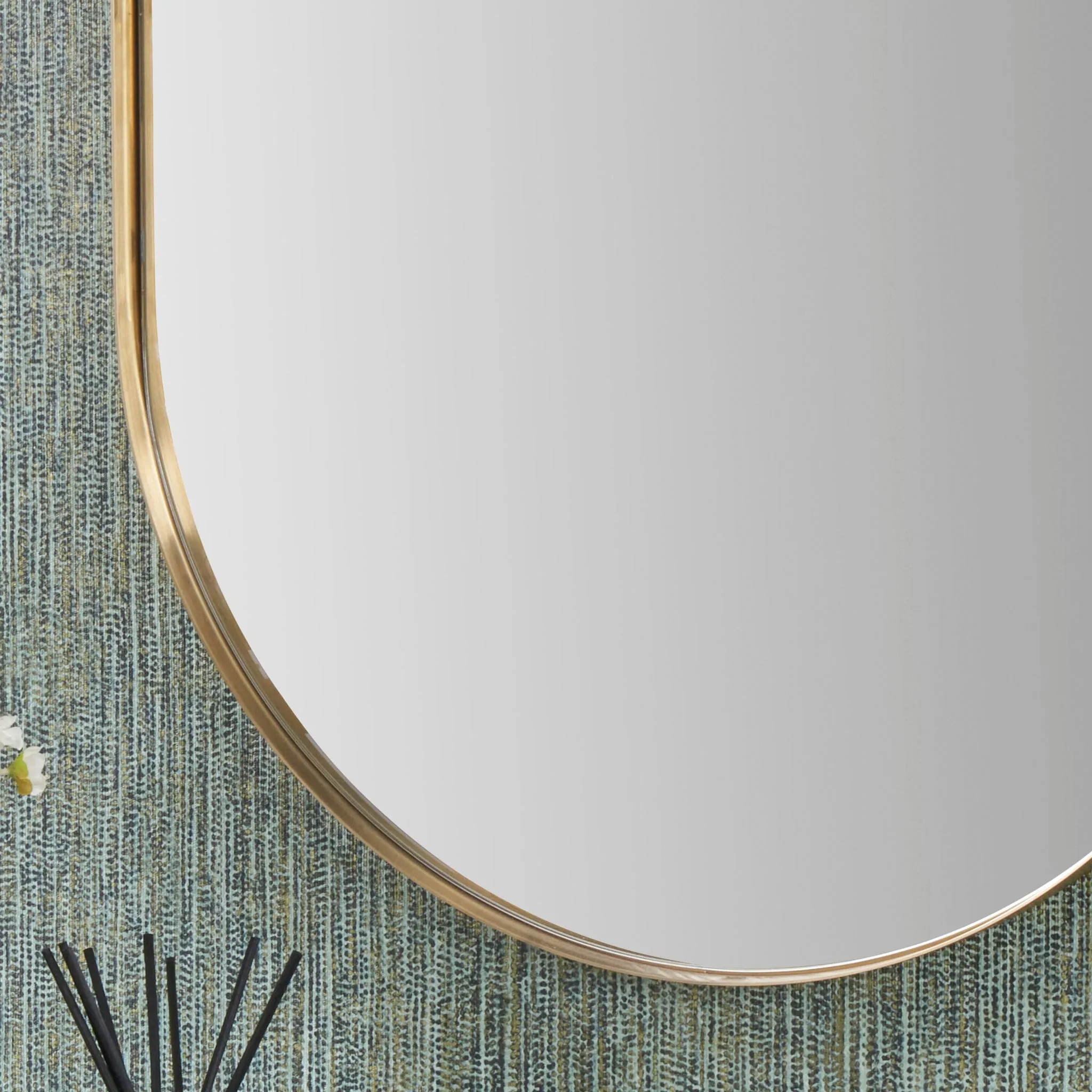 Brushed Gold Metal Slim Frame Oval Wall Mirror