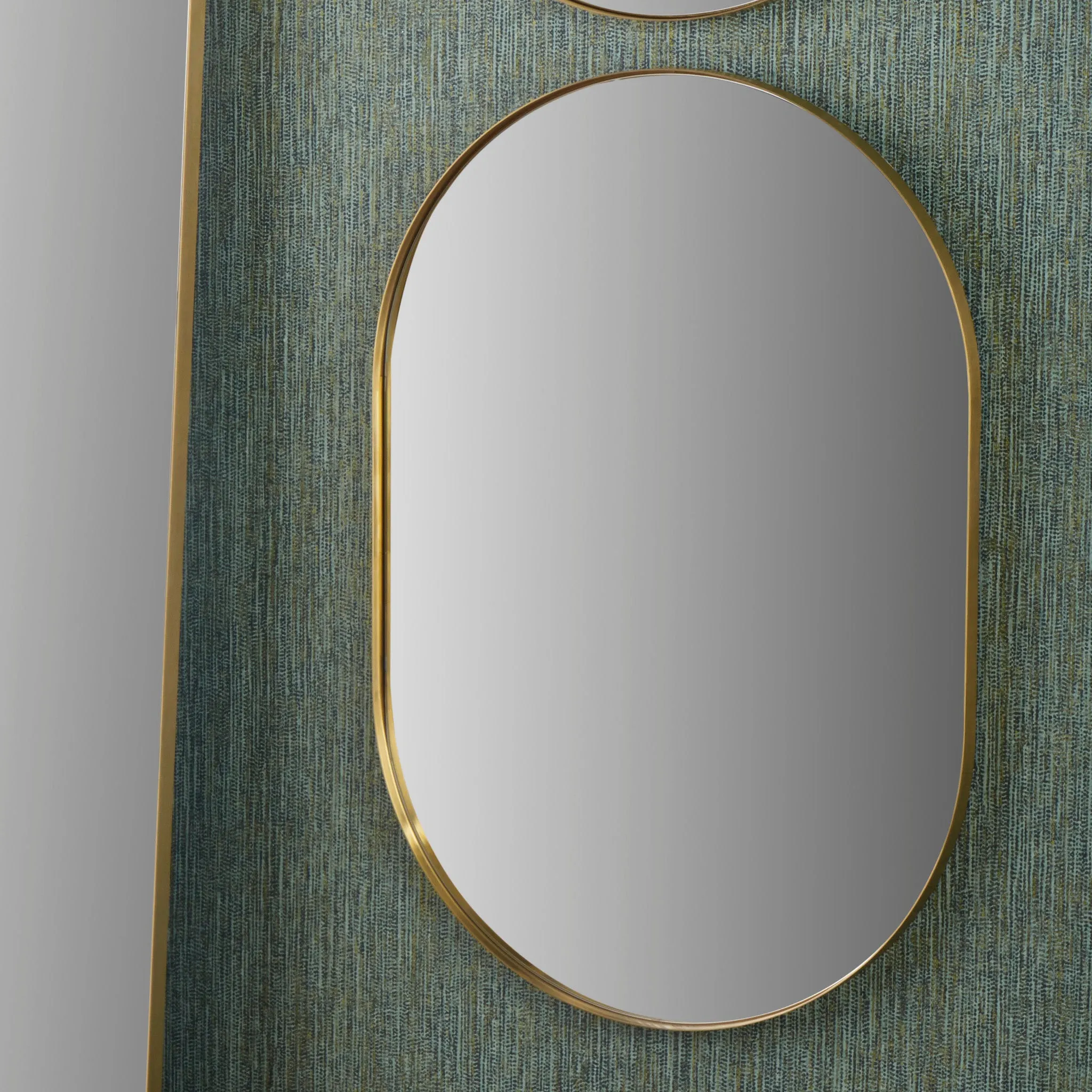 Brushed Gold Metal Slim Frame Oval Wall Mirror