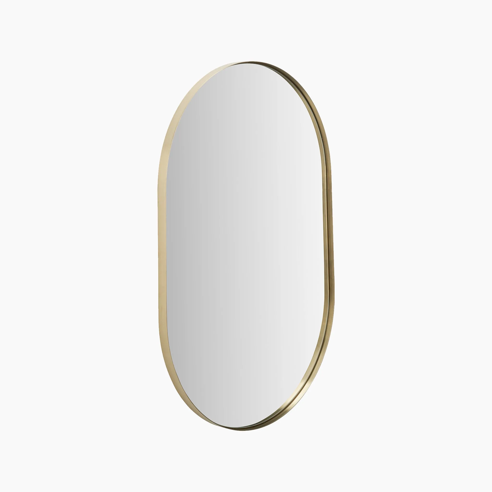 Brushed Gold Metal Slim Frame Oval Wall Mirror