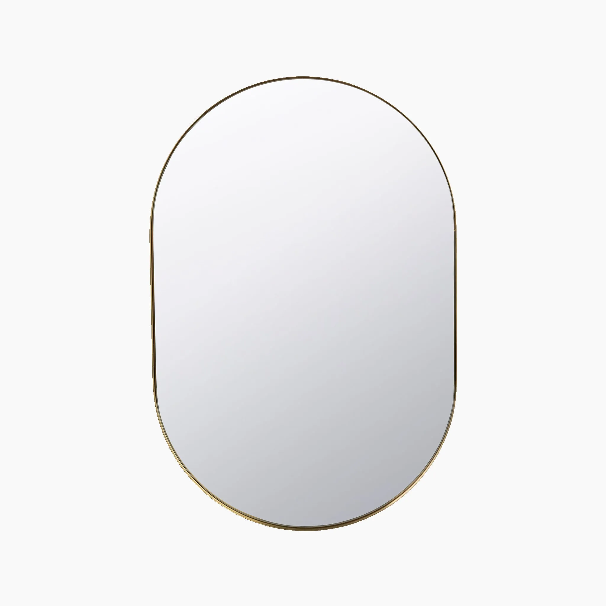 Brushed Gold Metal Slim Frame Oval Wall Mirror