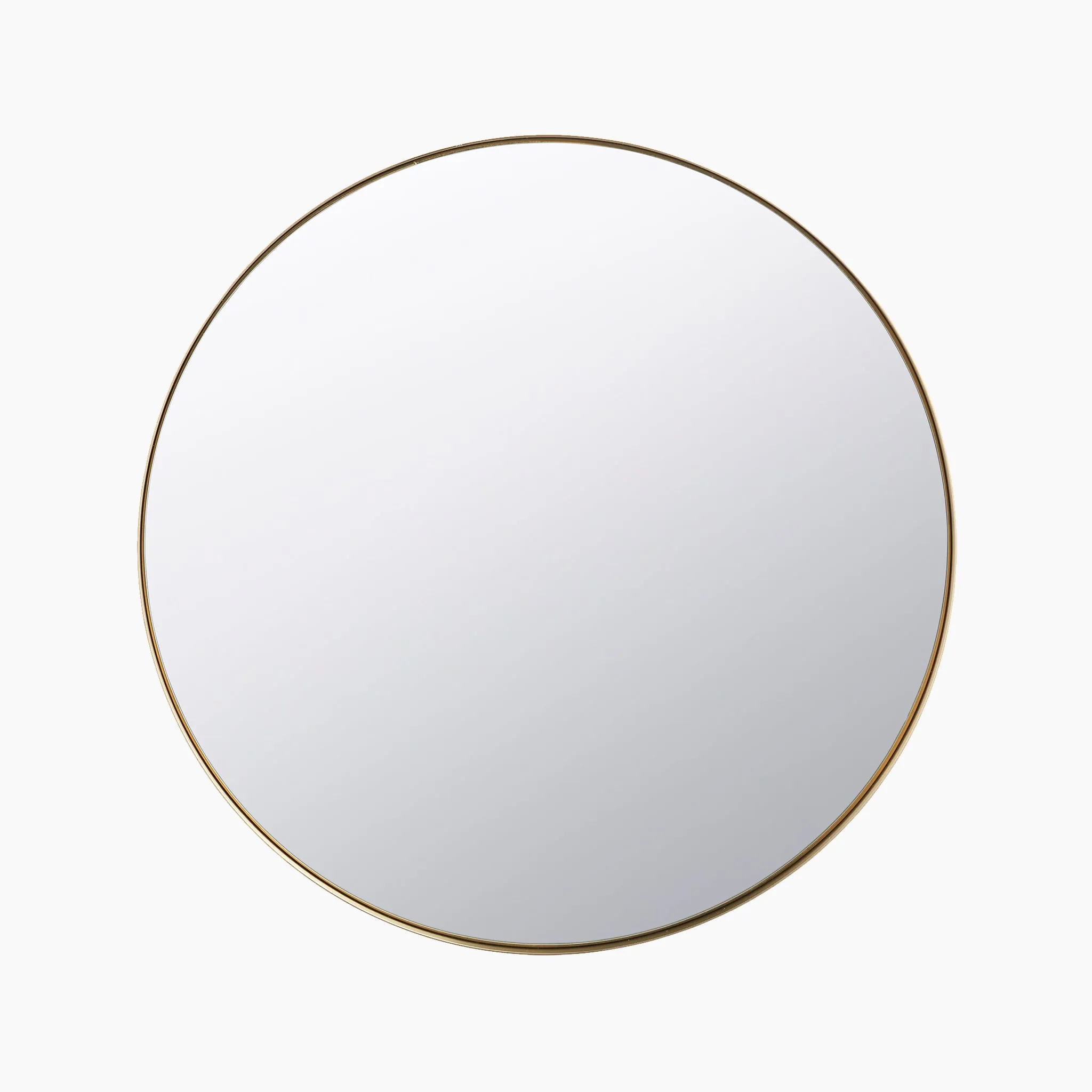 Brushed Gold Metal Slim Frame Round Wall Mirror Medium