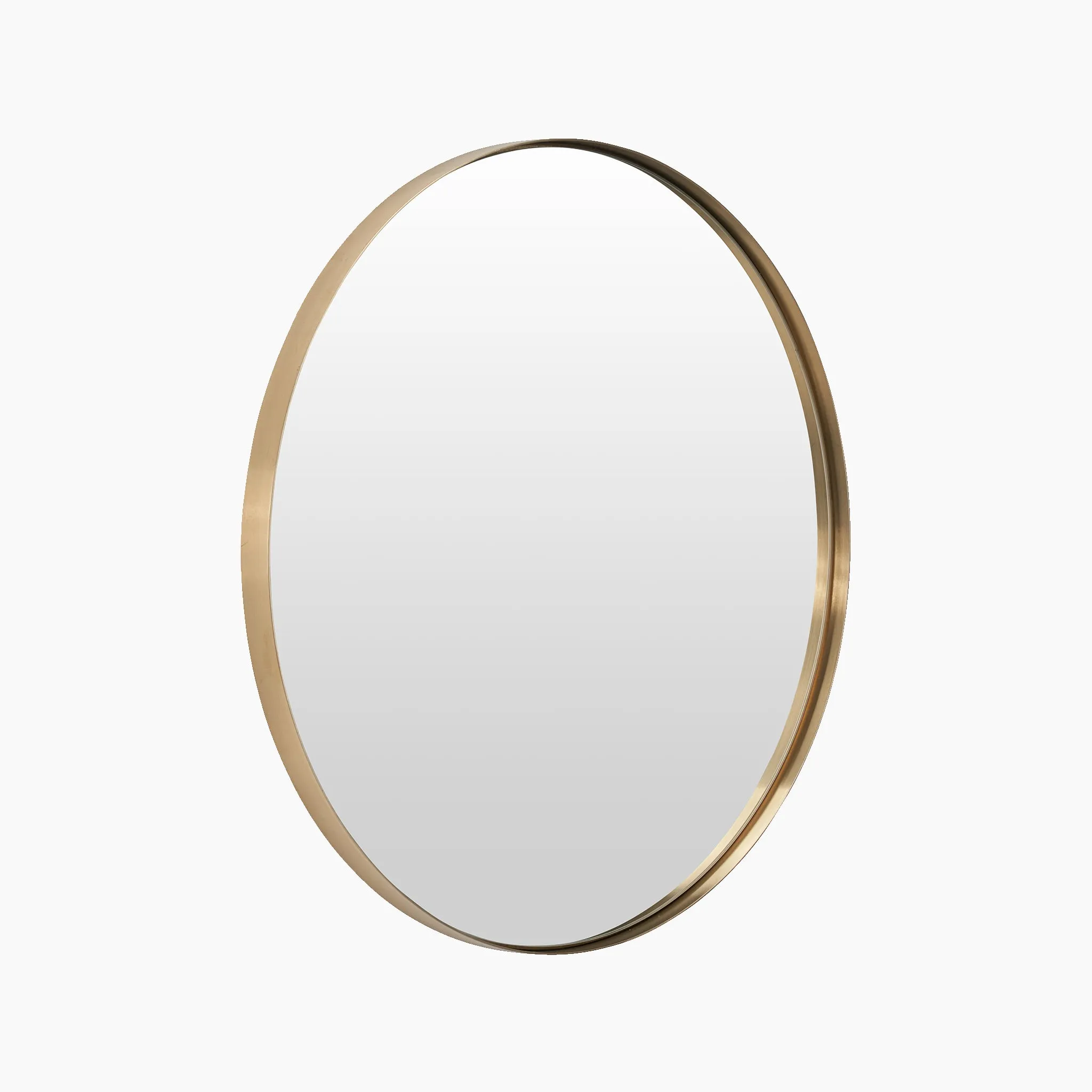 Brushed Gold Metal Slim Frame Round Wall Mirror Small