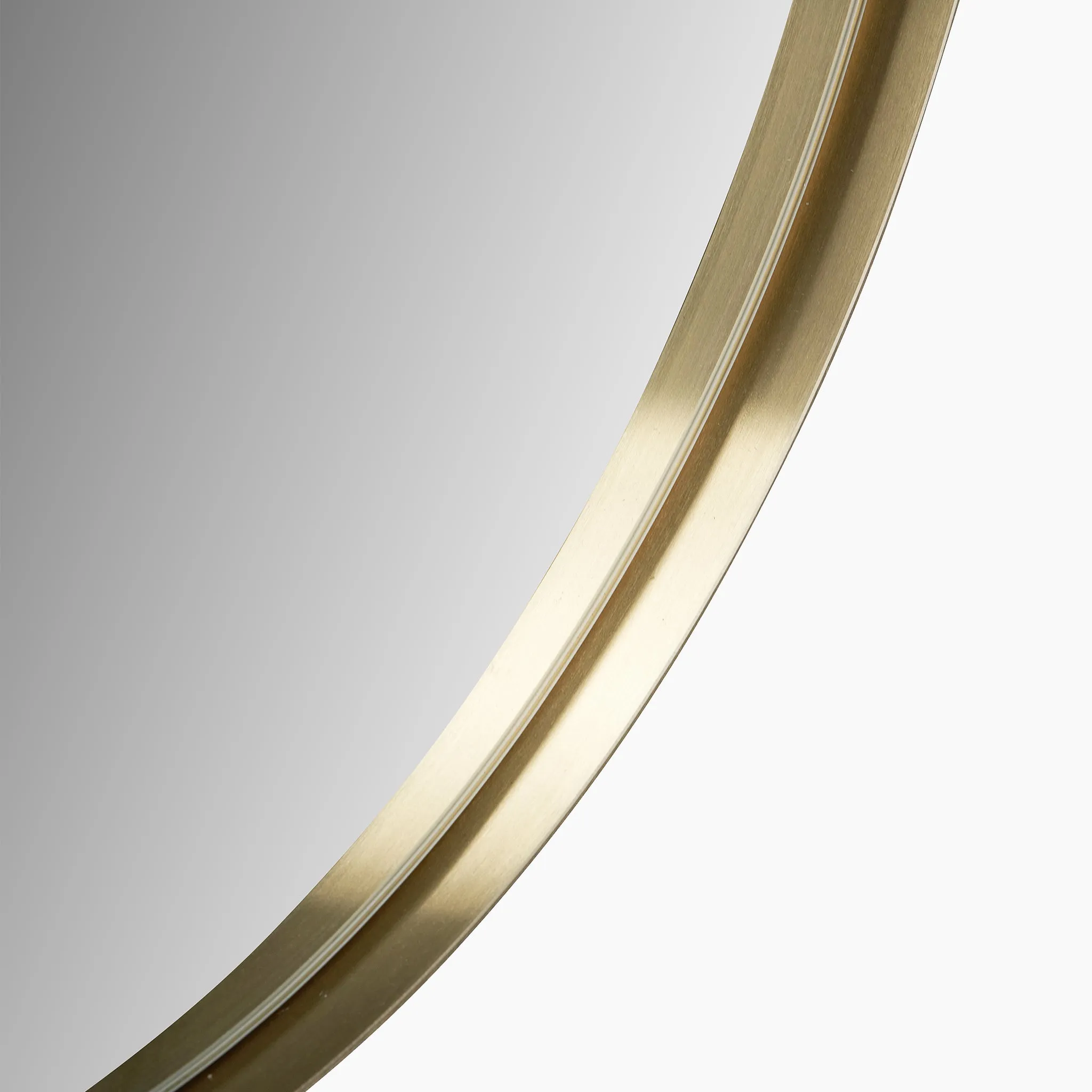Brushed Gold Metal Slim Frame Round Wall Mirror Small