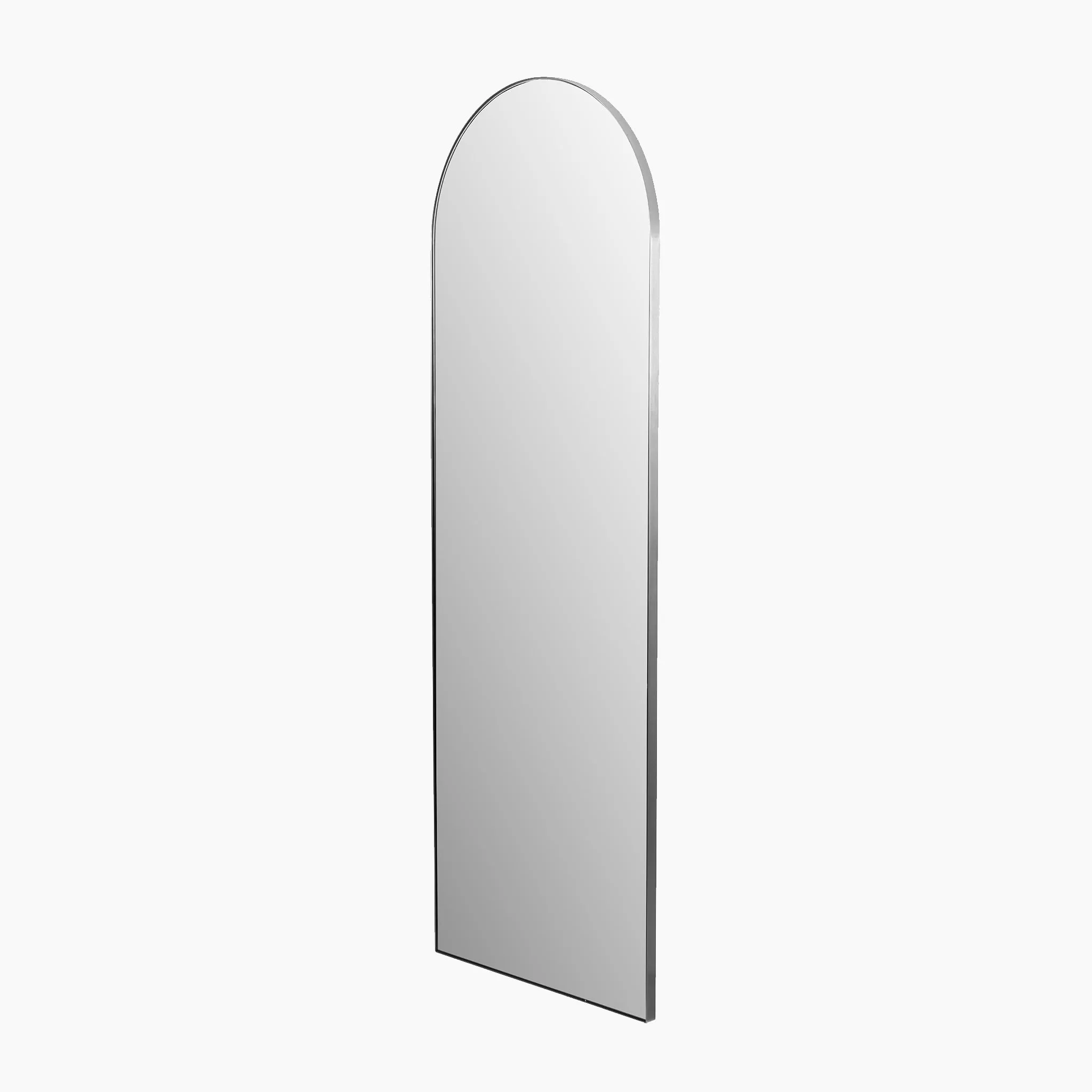 Brushed Silver Metal Slim Frame Arch Floor Mirror