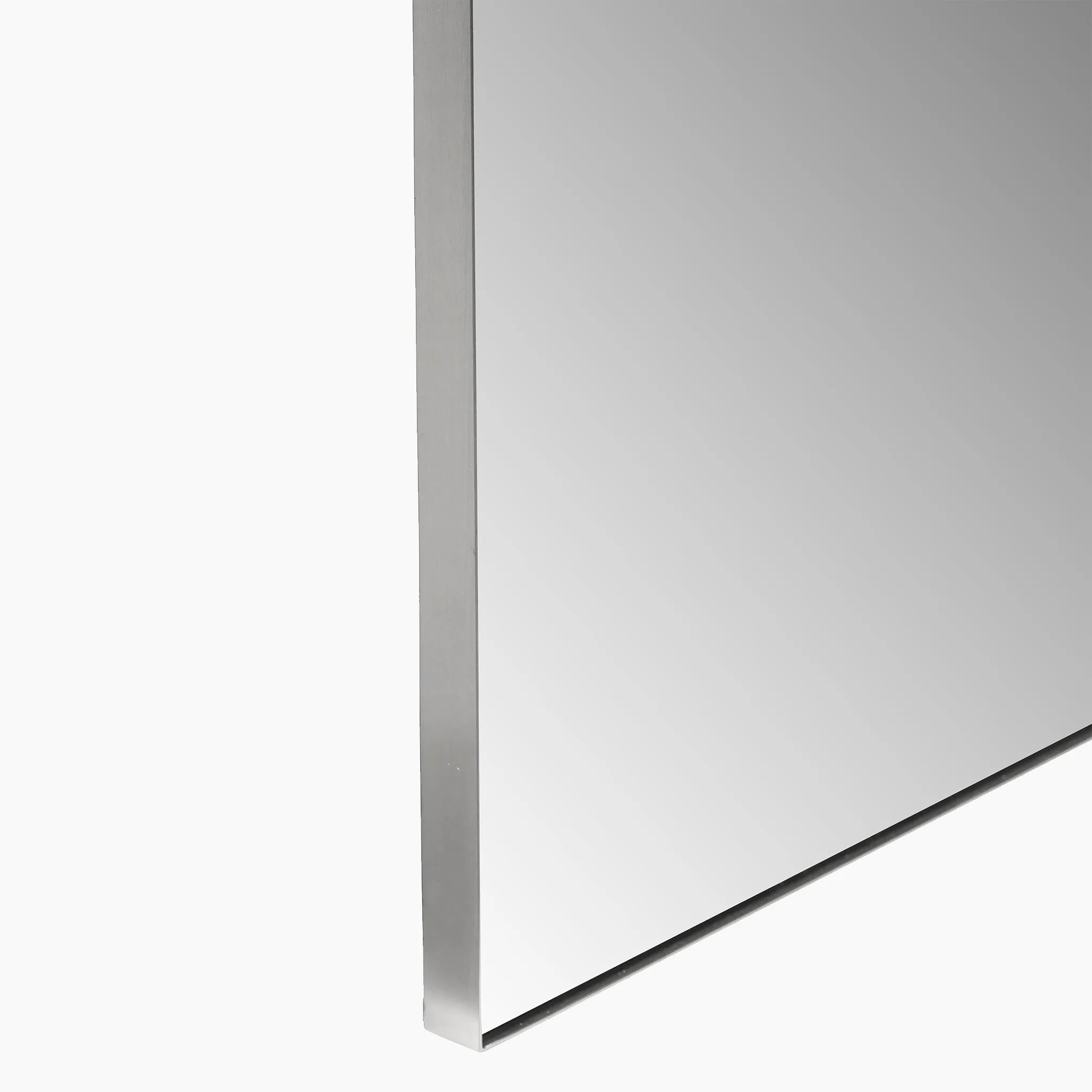 Brushed Silver Metal Slim Frame Arch Floor Mirror