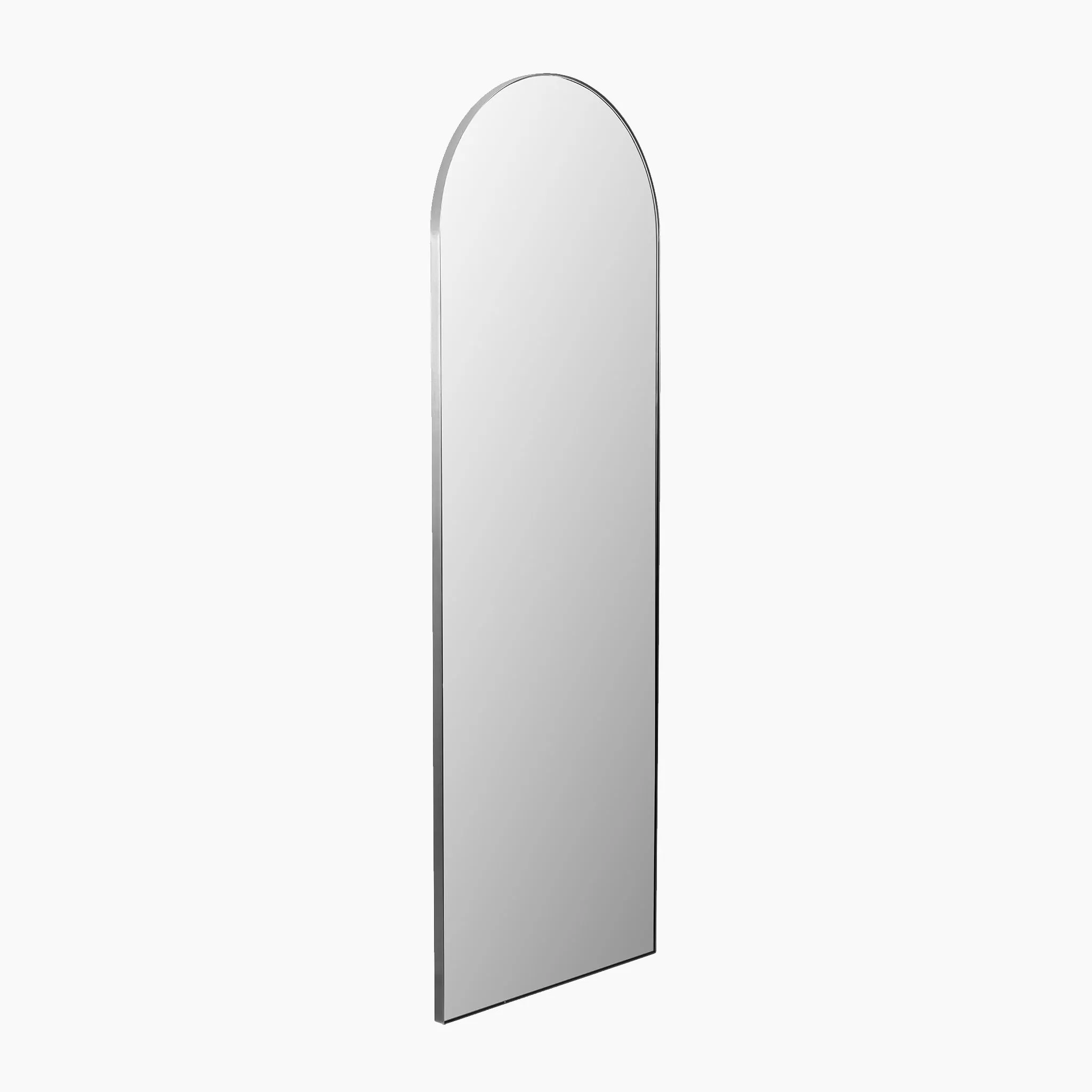 Brushed Silver Metal Slim Frame Arch Floor Mirror