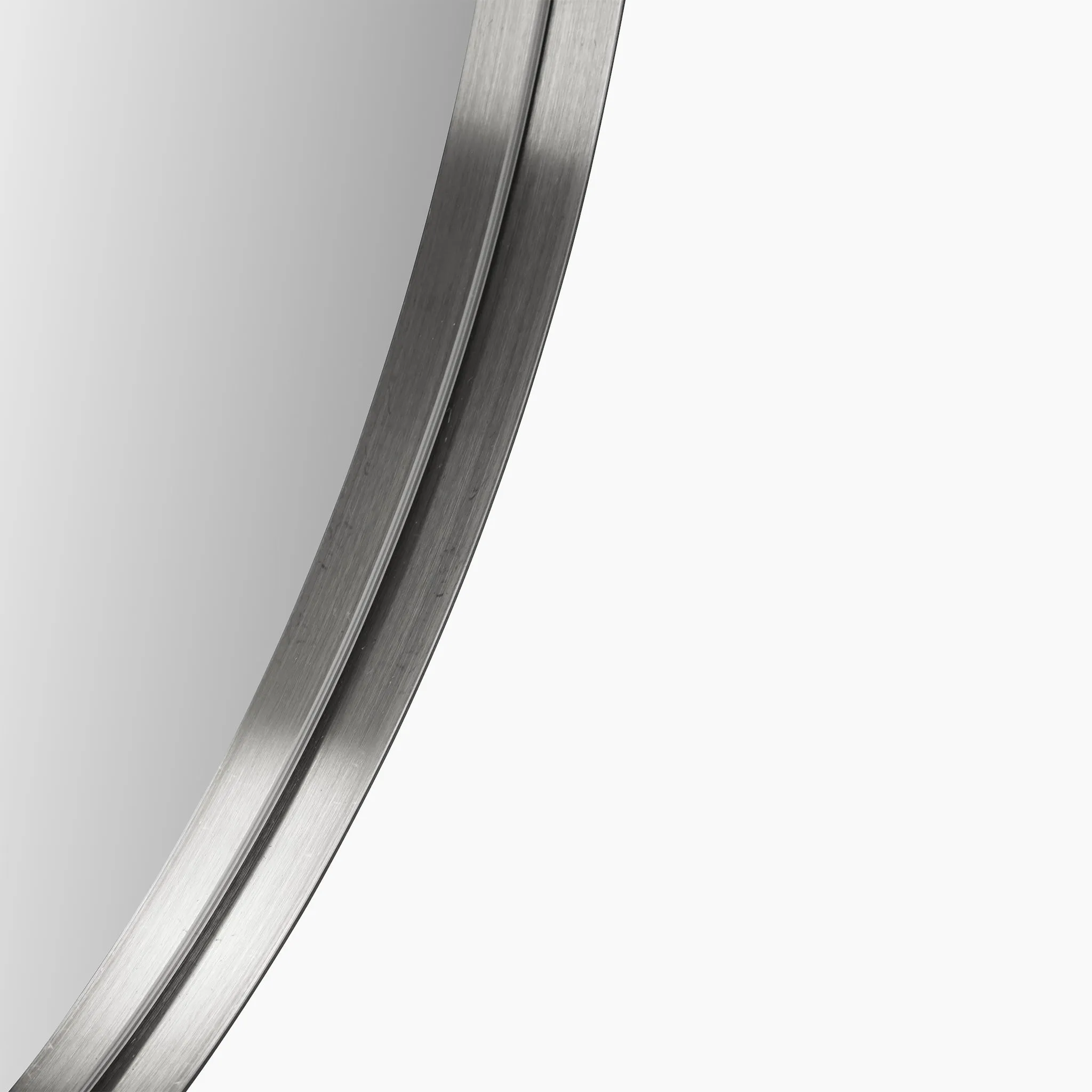 Brushed Silver Metal Slim Frame Oval Wall Mirror