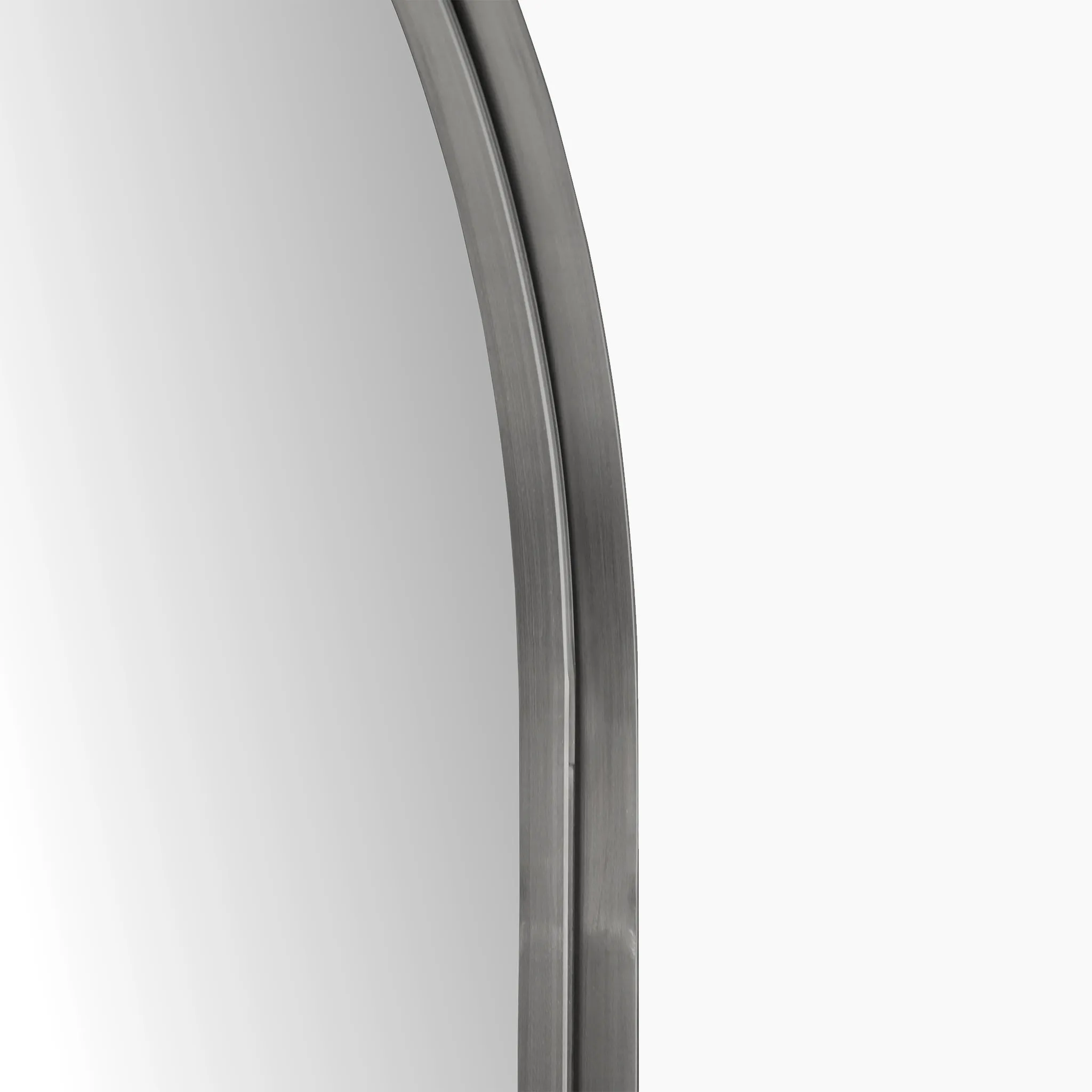 Brushed Silver Metal Slim Frame Oval Wall Mirror