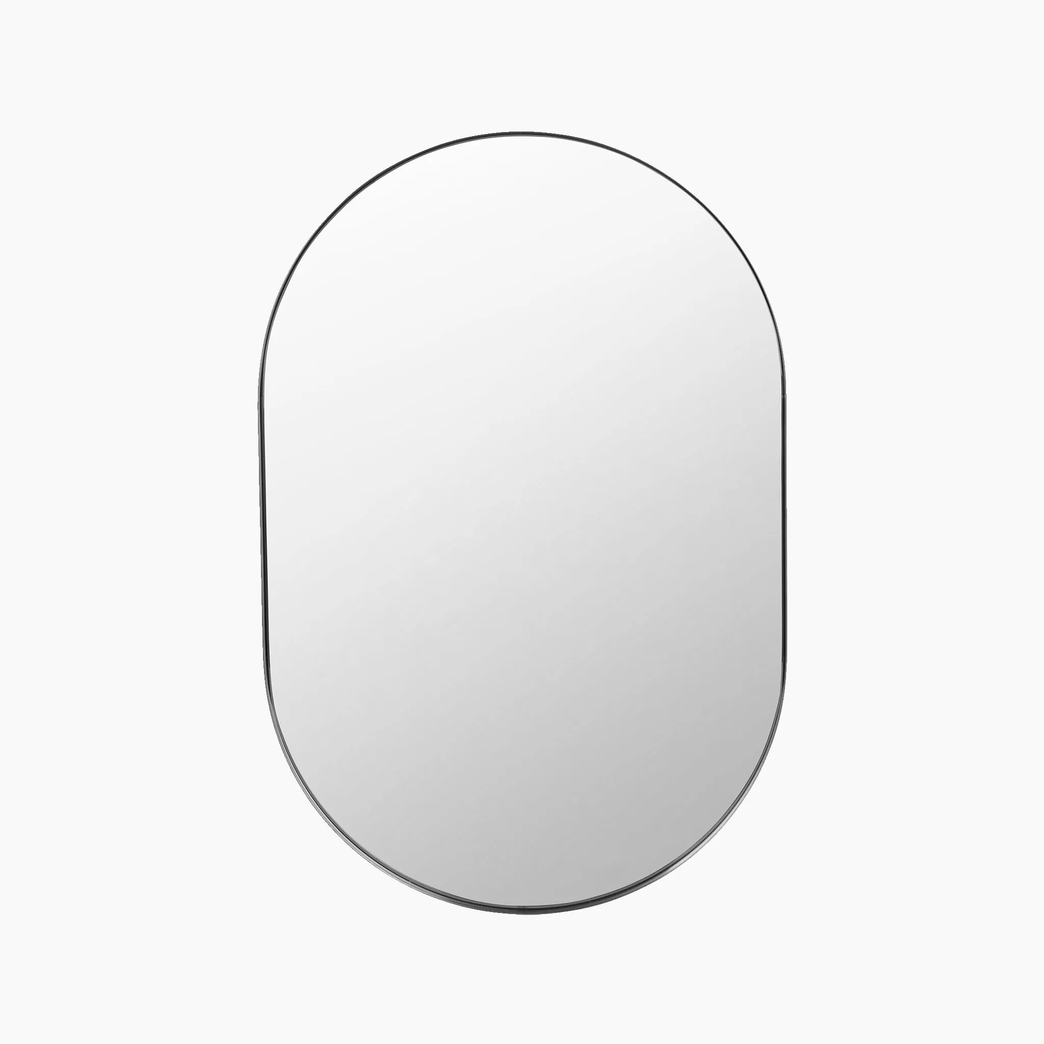 Brushed Silver Metal Slim Frame Oval Wall Mirror