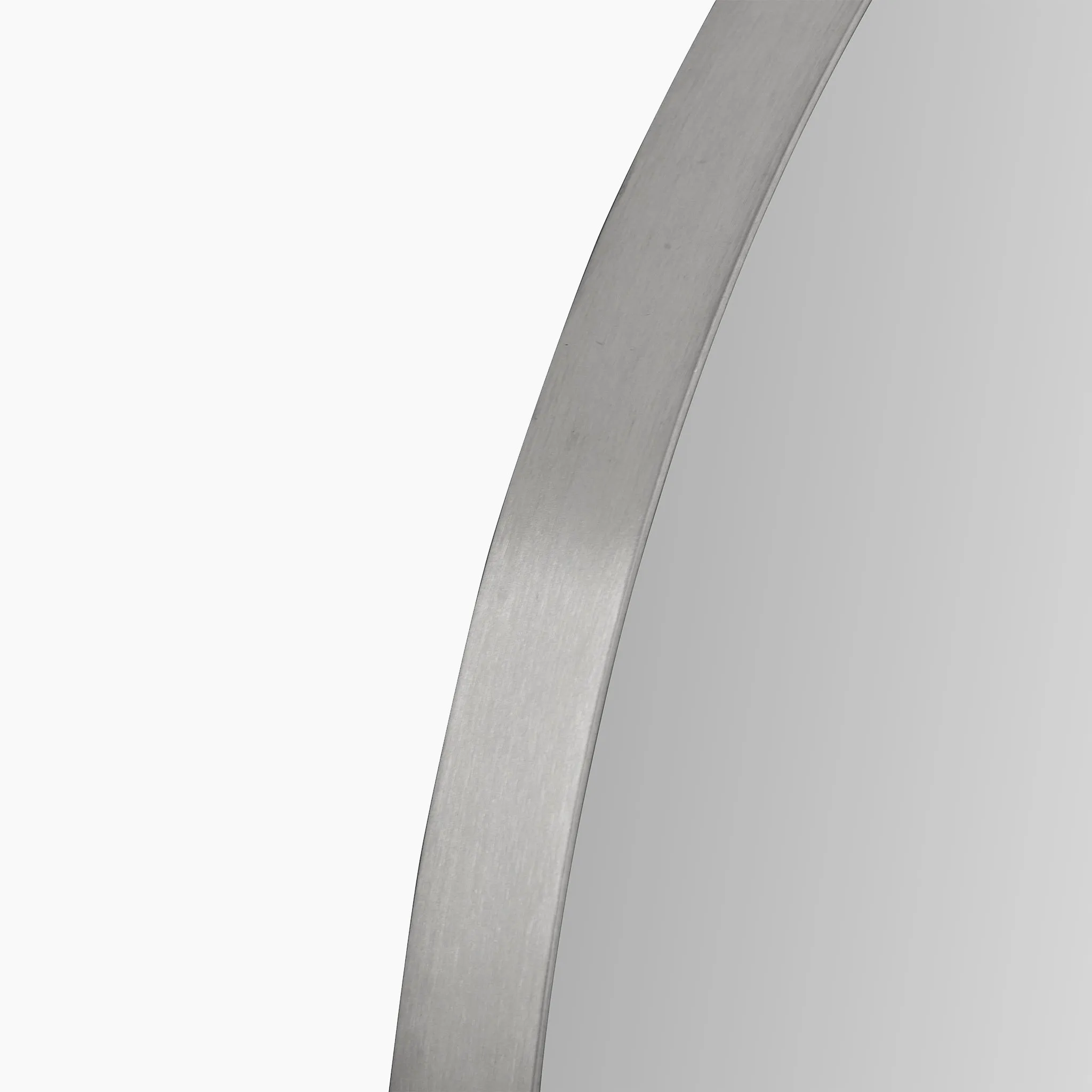 Brushed Silver Metal Slim Frame Round Wall Mirror Large