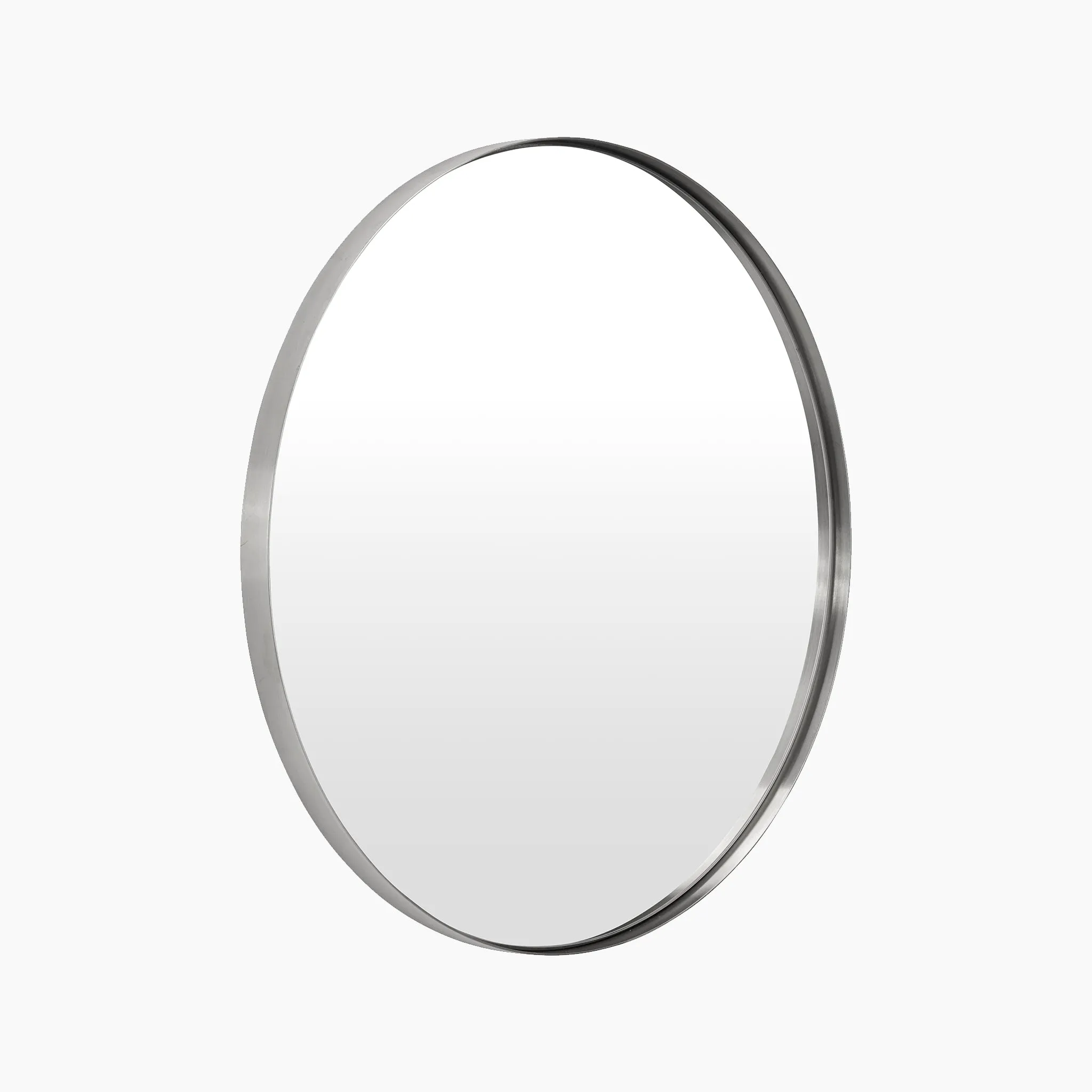 Brushed Silver Metal Slim Frame Round Wall Mirror Large