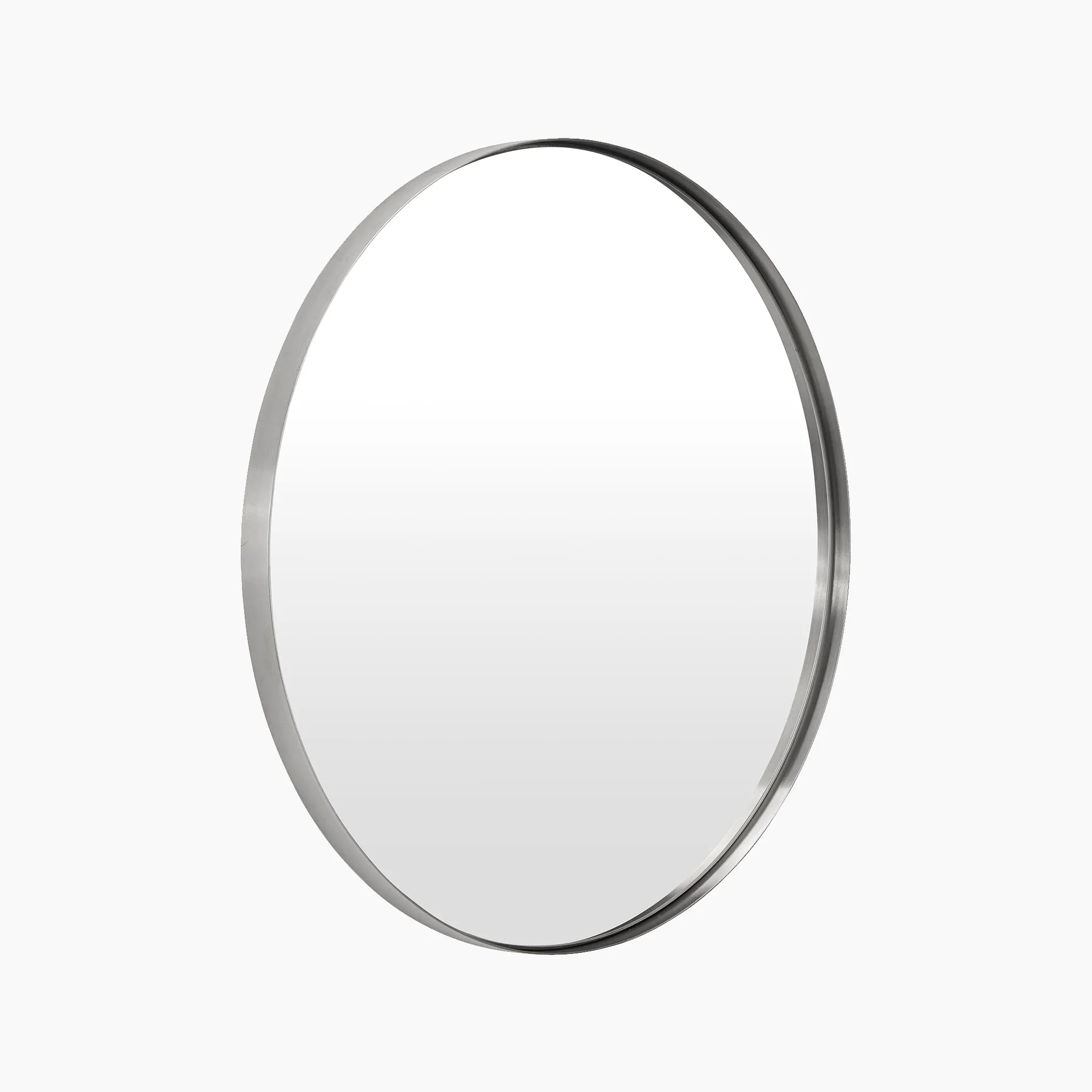 Brushed Silver Metal Slim Frame Round Wall Mirror Medium