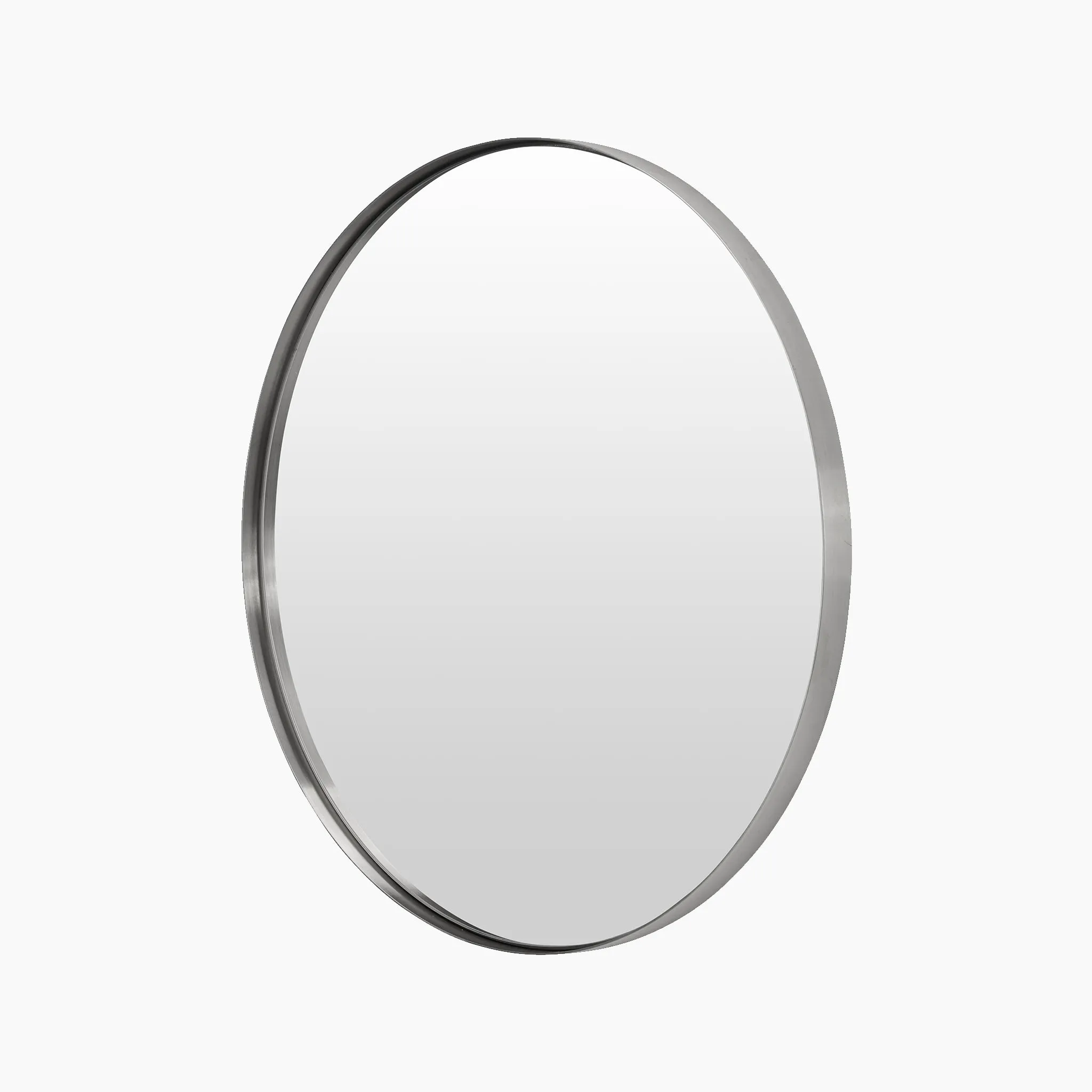 Brushed Silver Metal Slim Frame Round Wall Mirror Small