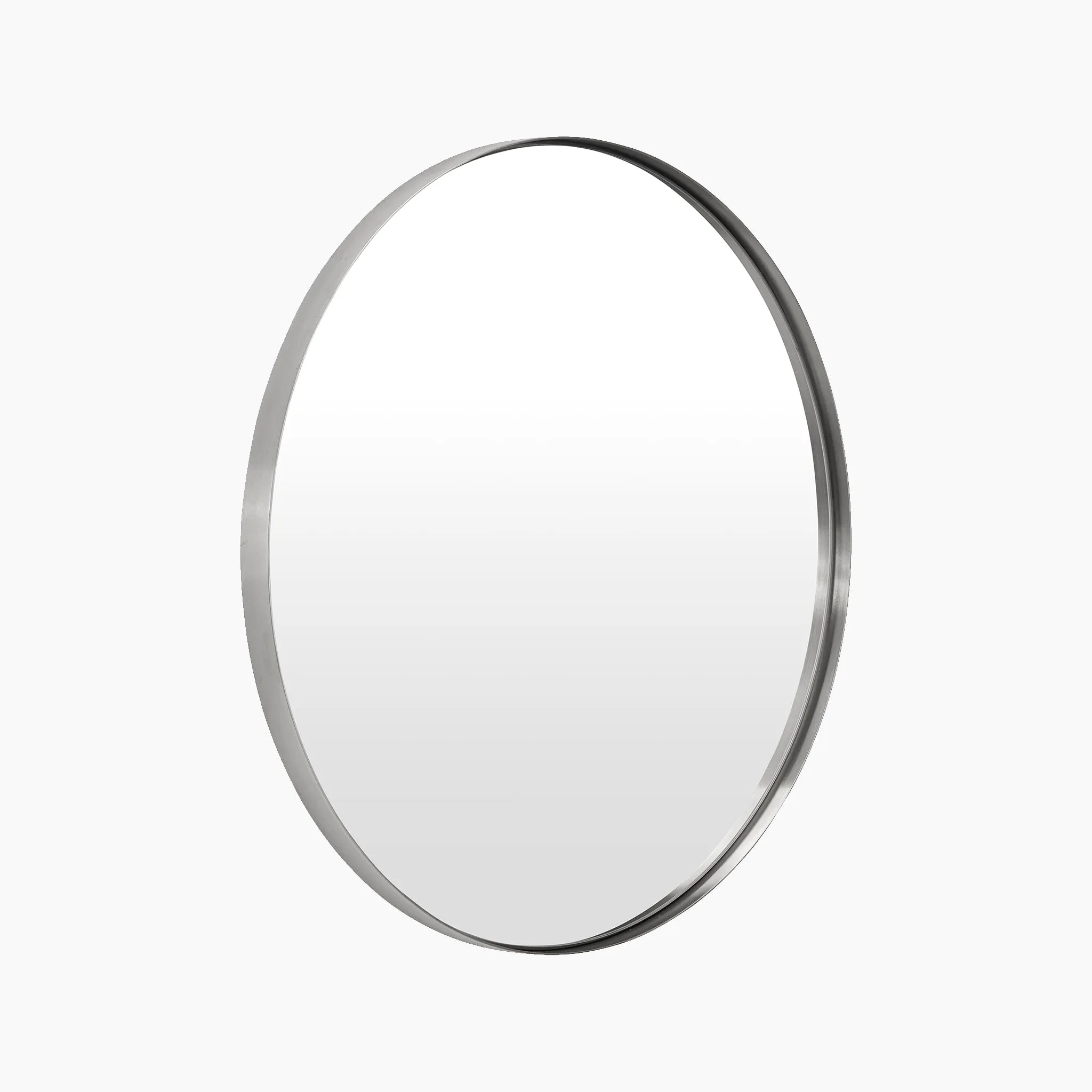 Brushed Silver Metal Slim Frame Round Wall Mirror Small