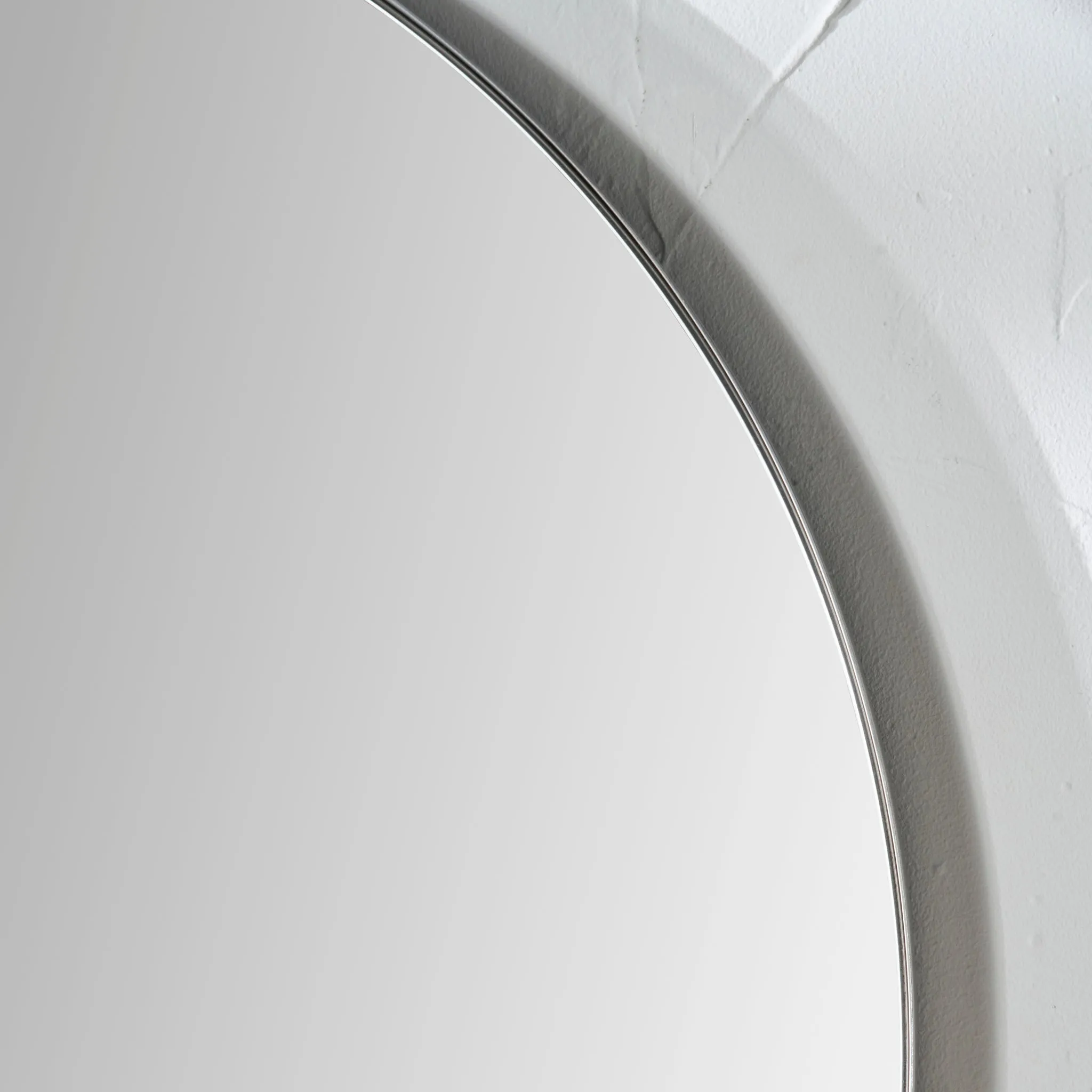 Brushed Silver Metal Slim Frame Round Wall Mirror Small
