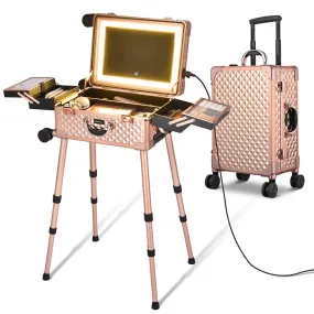Byootique Urstudio 23" Rolling Makeup Case Mirror Light Cosmetic Travel Box
