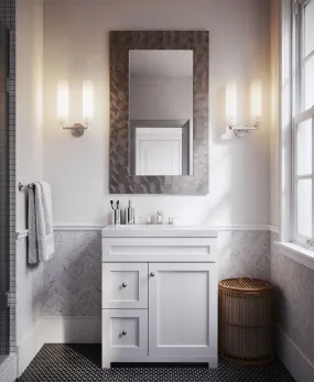 CABINETSMITH- 30" CANADIAN White Bathroom Vanity With Cultured White Marble Top