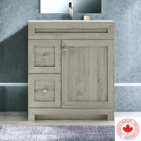 CABINETSMITH- 36" CANADIAN Bathroom Vanity With Quartz top, Left hand drawers (8 COLORS AVAILABLE )