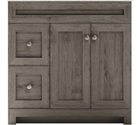 CABINETSMITH- 36" CANADIAN Bathroom Vanity With Quartz top, Left hand drawers (8 COLORS AVAILABLE )