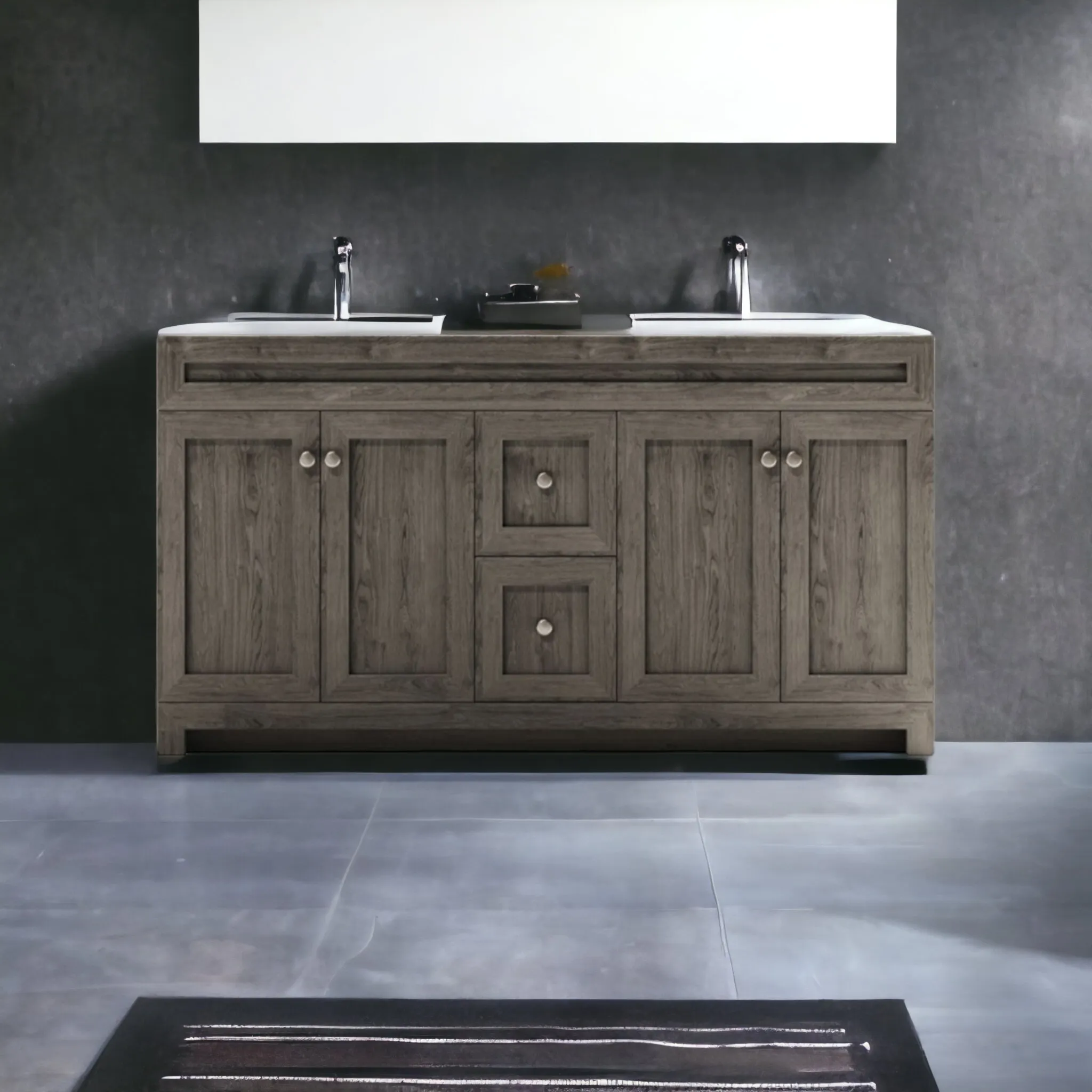 CABINETSMITH- 60" Double Sink CANADIAN Bathroom Vanity With Quartz top (8 COLORS AVAILABLE )