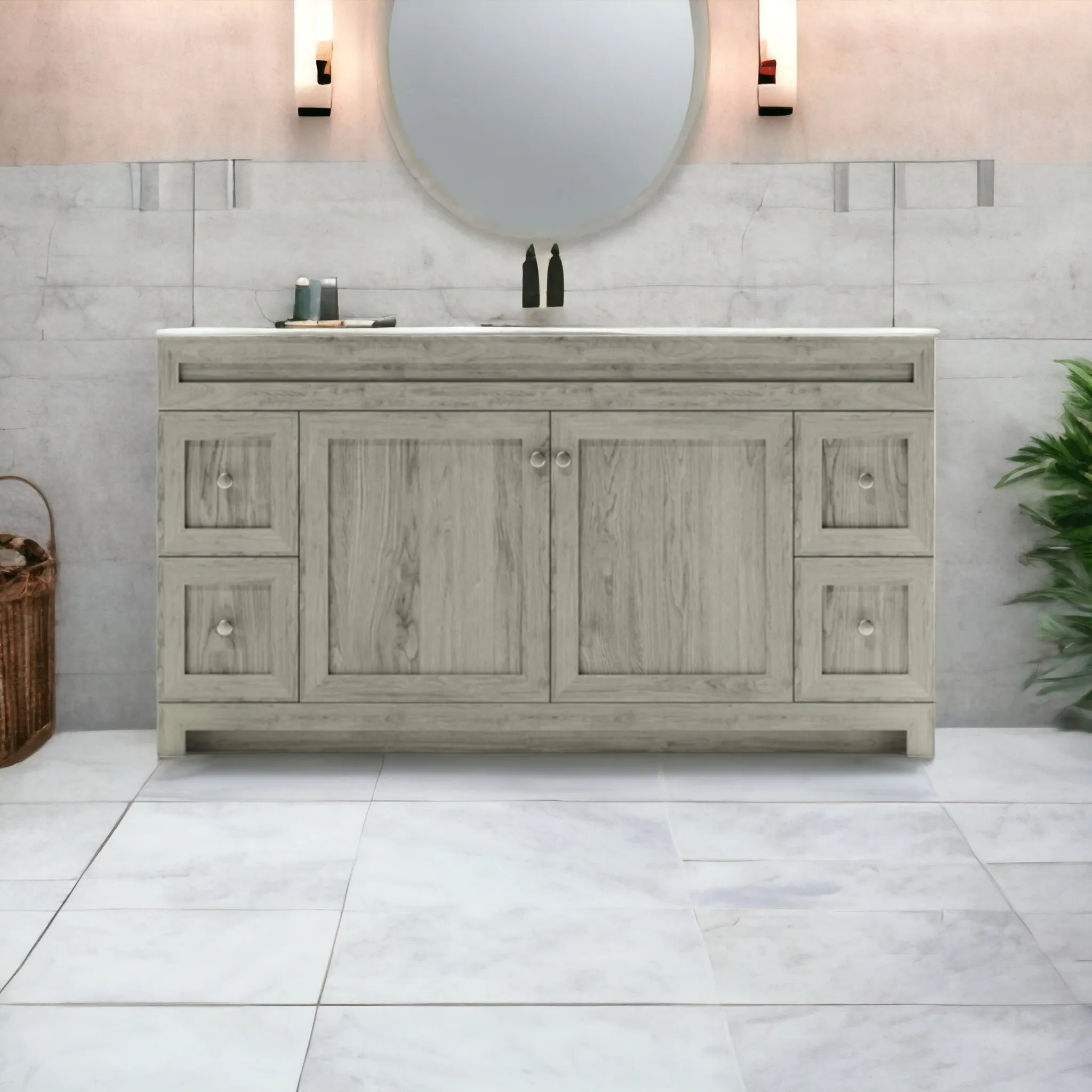 CABINETSMITH- 60" Single Sink CANADIAN Bathroom Vanity With Quartz top (8 COLORS AVAILABLE )