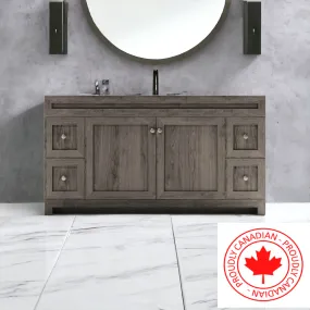 CABINETSMITH- 60" Single Sink CANADIAN Bathroom Vanity With Quartz top (8 COLORS AVAILABLE )