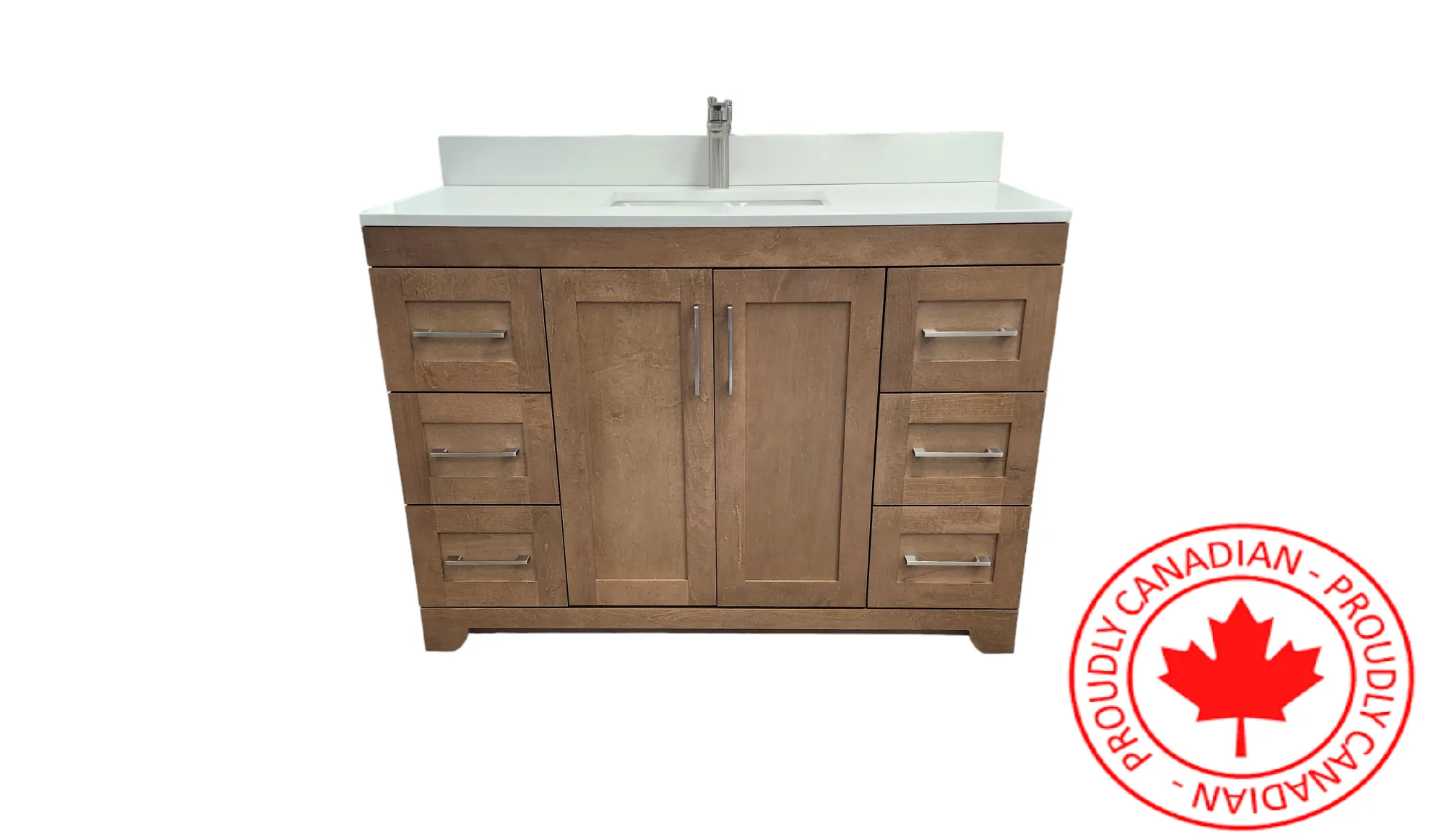 CANADIAN MAPLE 42" - Tuscon Calo Bathroom Vanity With White Quartz Countertop.
