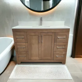 CANADIAN MAPLE 42" - Tuscon Calo Bathroom Vanity With White Quartz Countertop.