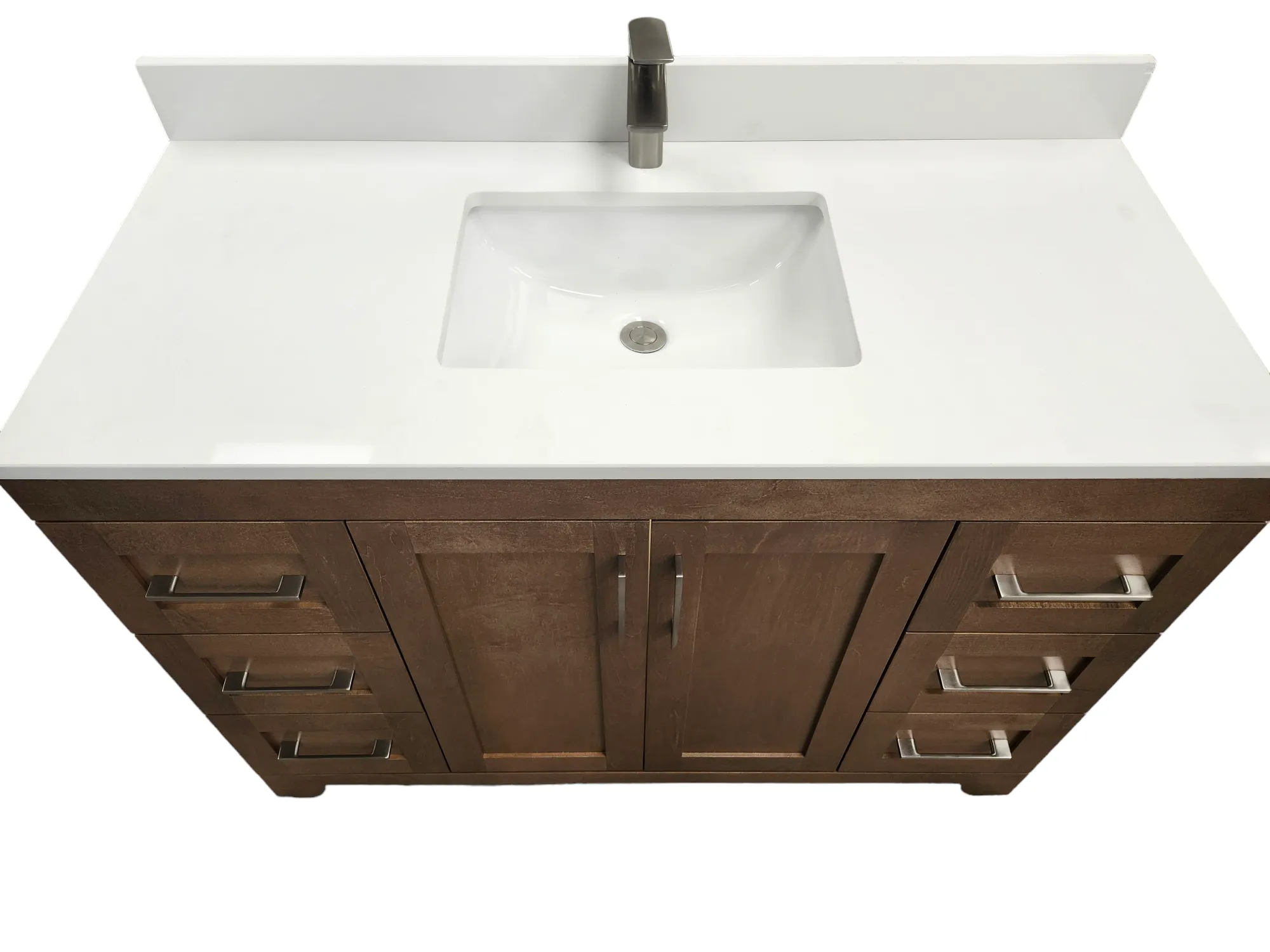 CANADIAN MAPLE 42" - Tuscon Calo Bathroom Vanity With White Quartz Countertop.