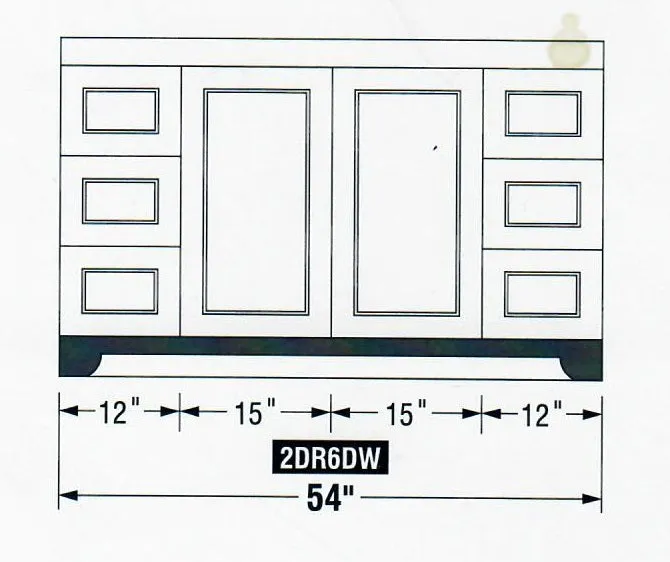 CANADIAN MAPLE 54" - Tuscon Calo Bathroom Vanity With White Quartz Countertop.