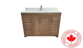 CANADIAN MAPLE 54" - Tuscon Calo Bathroom Vanity With White Quartz Countertop.