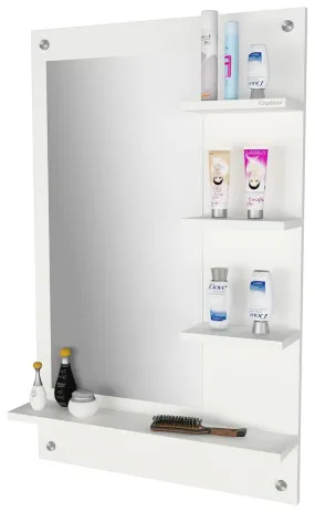 Captiver Bellezza Engineered Wood Wall Mounted Dressing Table Mirrors (60X80 CM White)