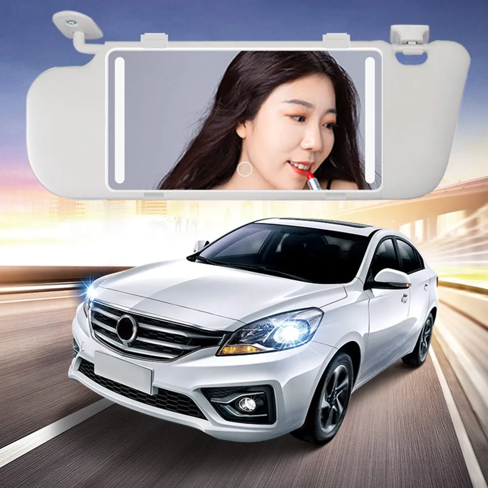 Car Visor Vanity Mirror With Lights Rechargeable LED Car Makeup