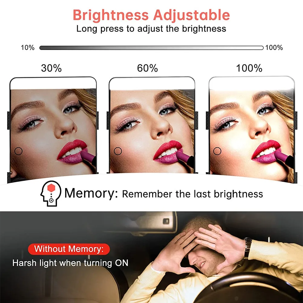 Car Visor Vanity Mirror With Lights Rechargeable LED Car Makeup