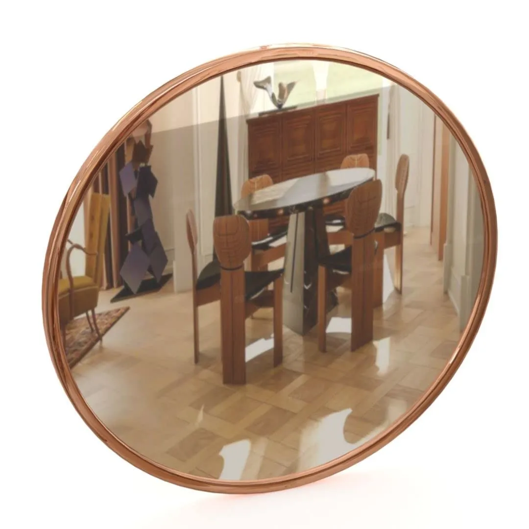 CasaGold 32 Inch Rose Gold Round Wall Mirror with Steel Frame | Circle Wall Mirror for Bathroom Vanity, Living Room, Dressing Room with Frame for Wall Decor and Home Decor