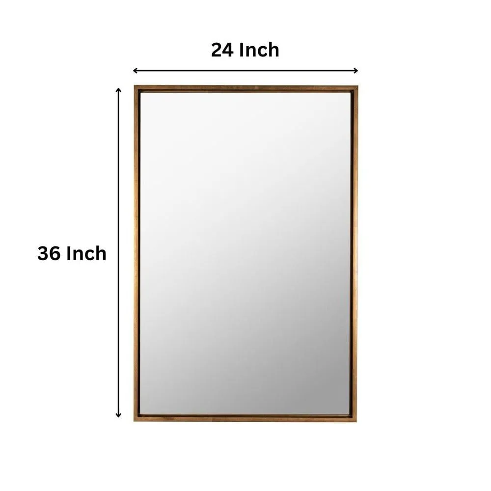 CasaGold 36 Inch Gold Rectangle Wall Mirror| Steel Frame Rectangular Mirror | Vanity, Bedroom, Living Room | Decorative Mirror for Living Rooms I Entrance, Wall Mounting,(Gold)