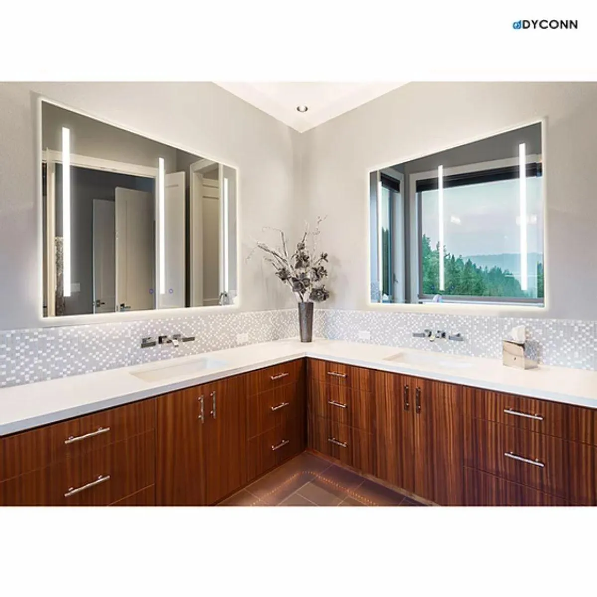 Catella Plus 60 in. x 35 in. LED Wall Mirror with Touch On/Off Dimmer Function